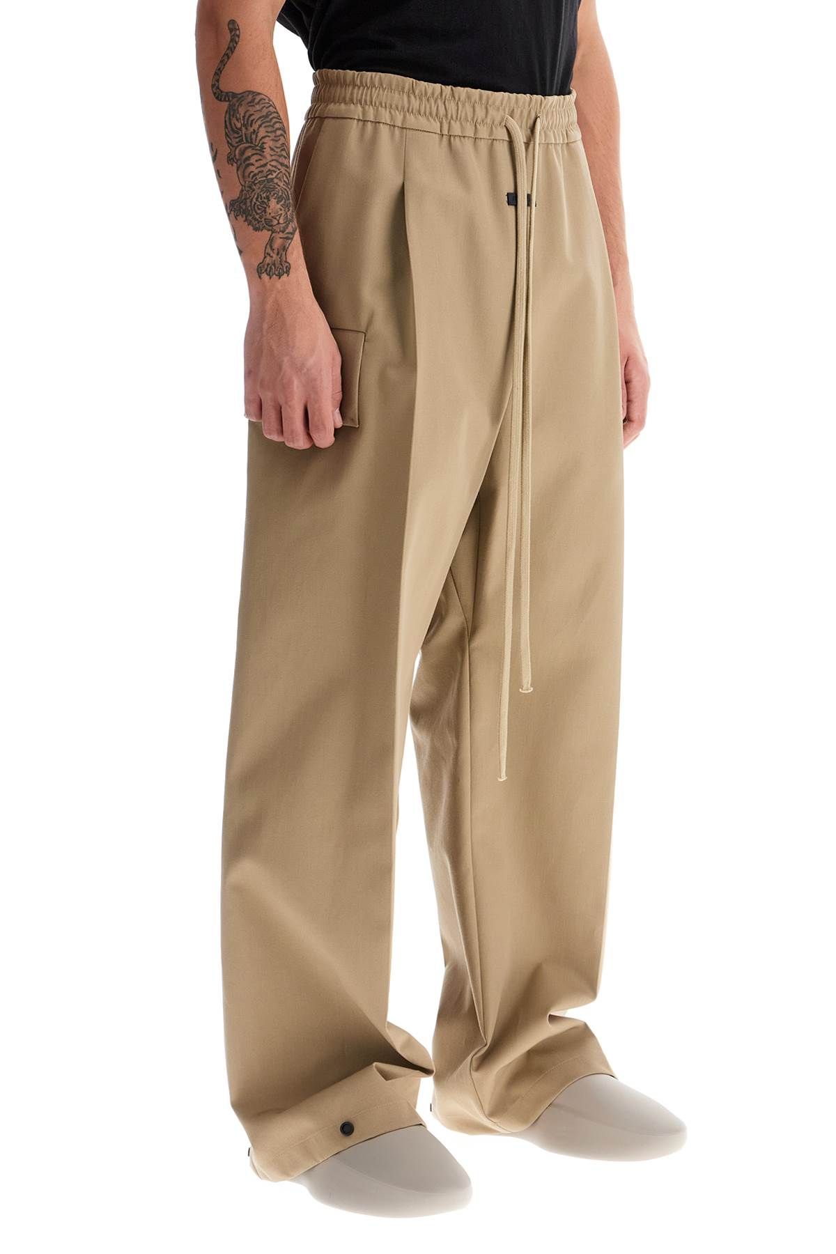 Shop Fear Of God Cargo Wool And Cotton Blend Trousers In Beige