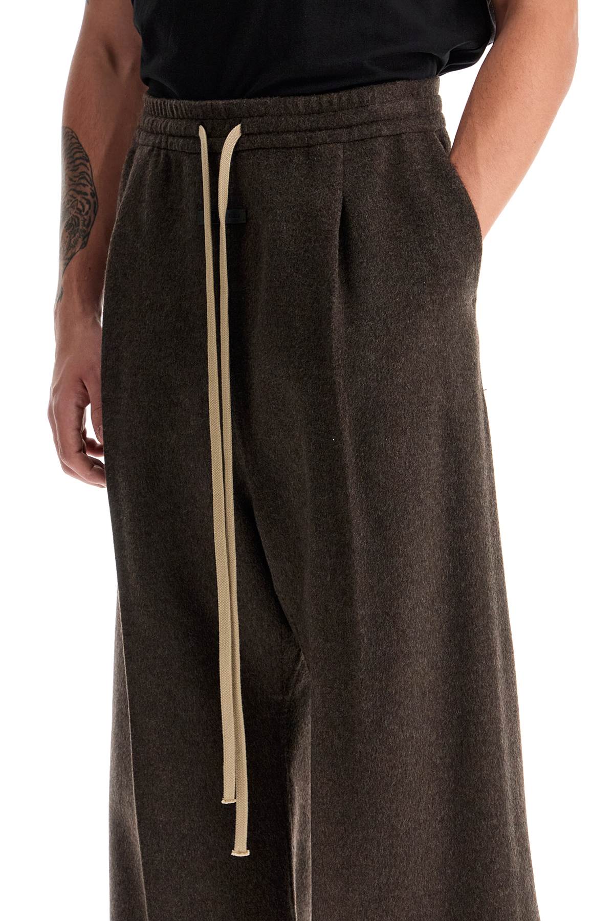 Shop Fear Of God Brushed Wool Trousers In Brown