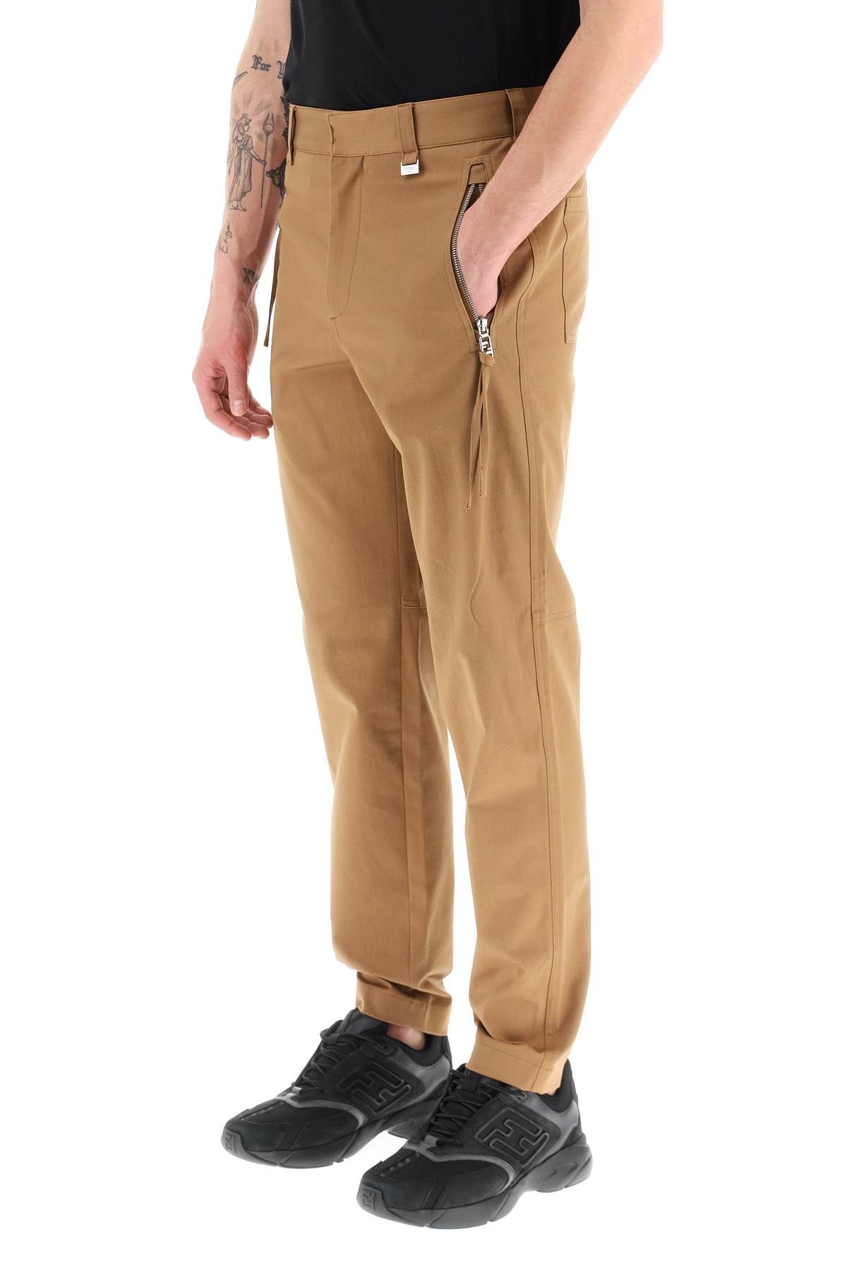 Shop Fendi Cotton Gabardine Pants In Brown