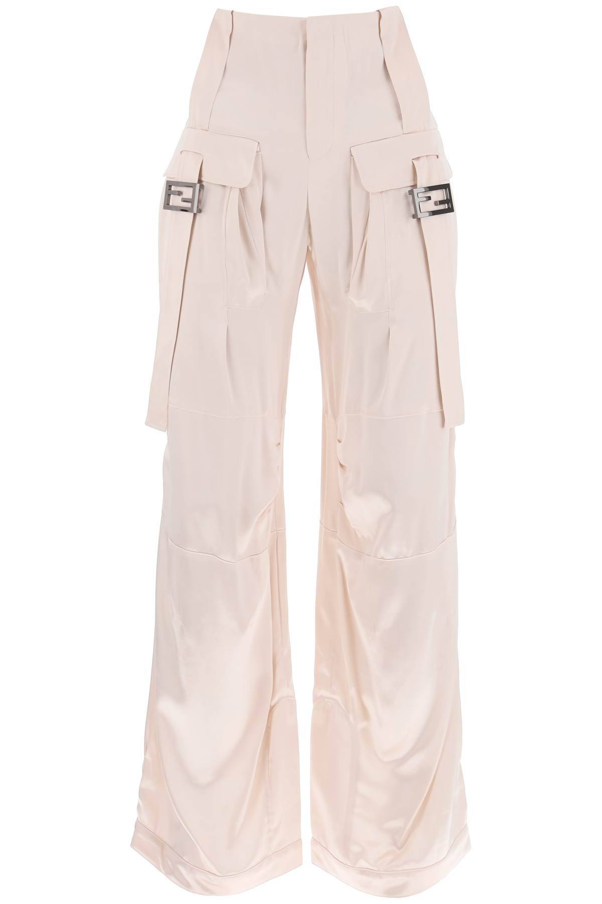 Shop Fendi Satin Cargo Pants In Pink