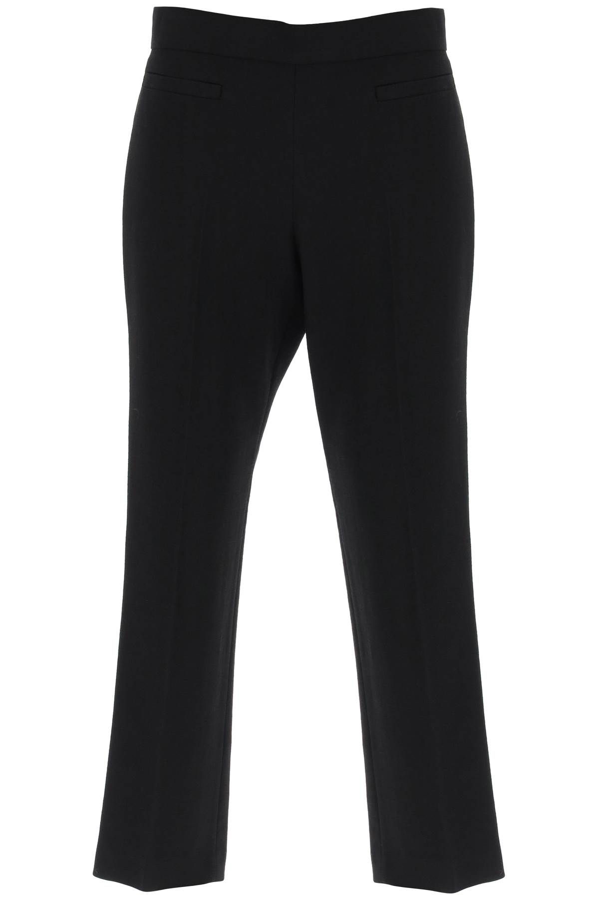 Shop Fendi Wool Crepe Trousers In Black