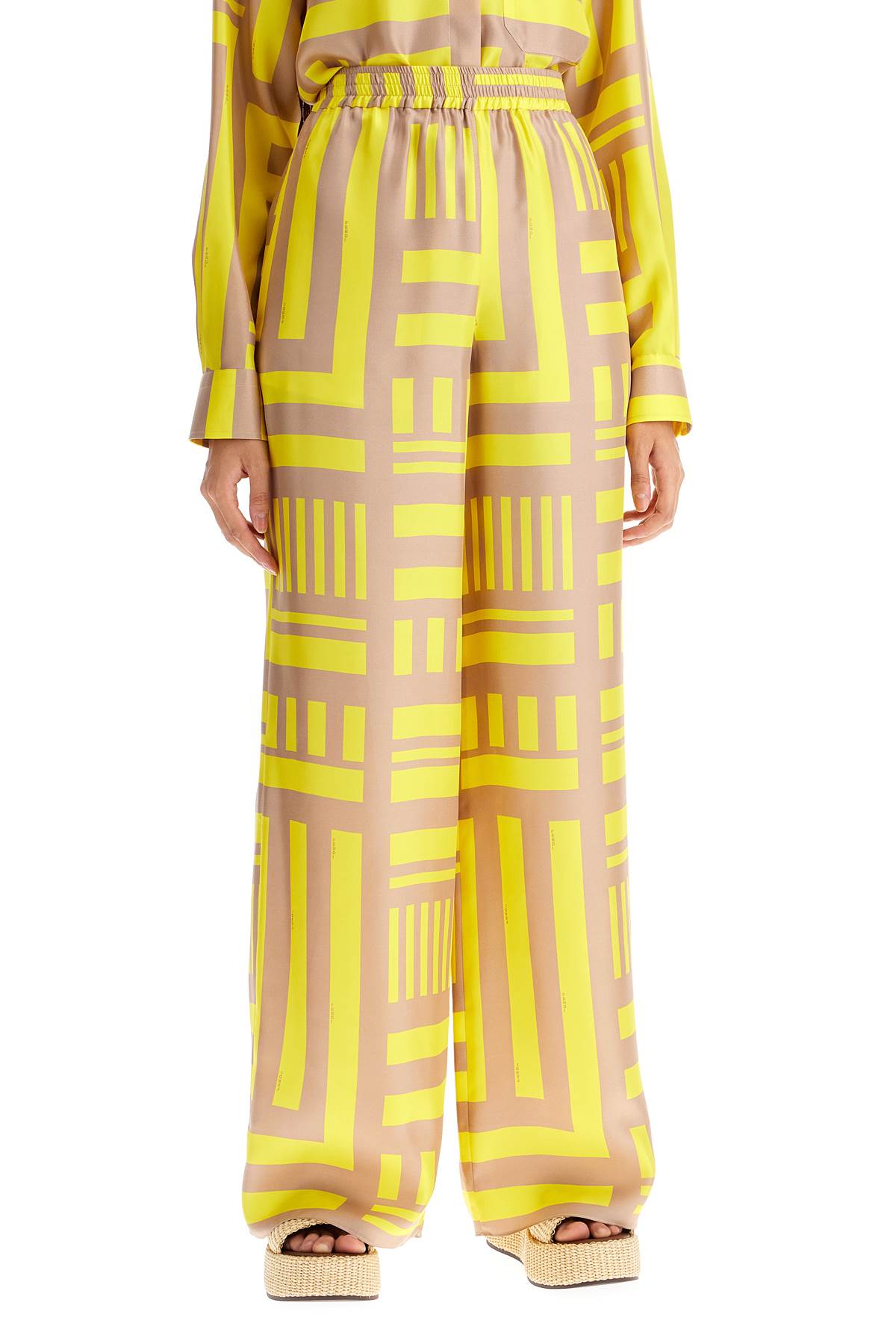 Shop Fendi Labyrinth Palazzo In Yellow