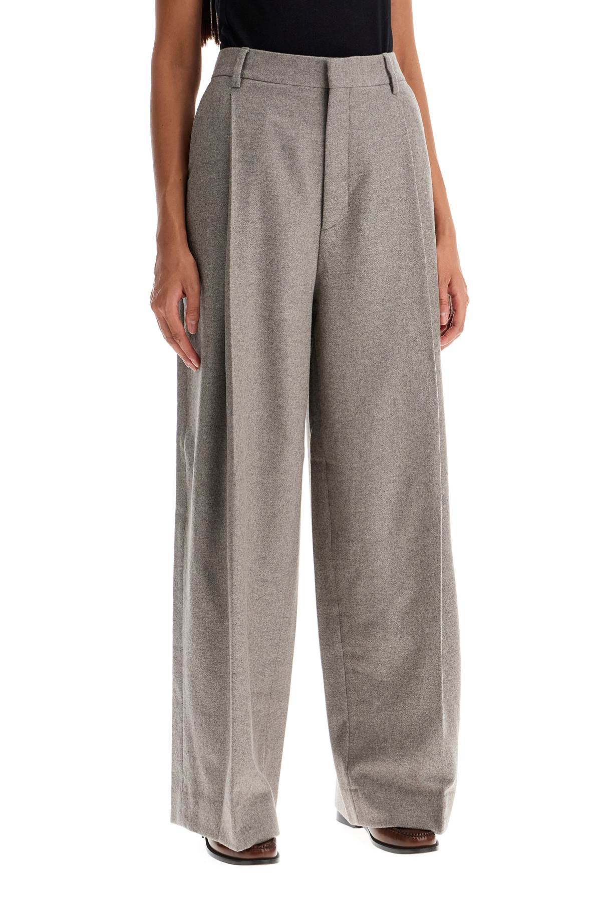 Shop Filippa K Wide Leg Flannel Trousers For Men Or In Grey