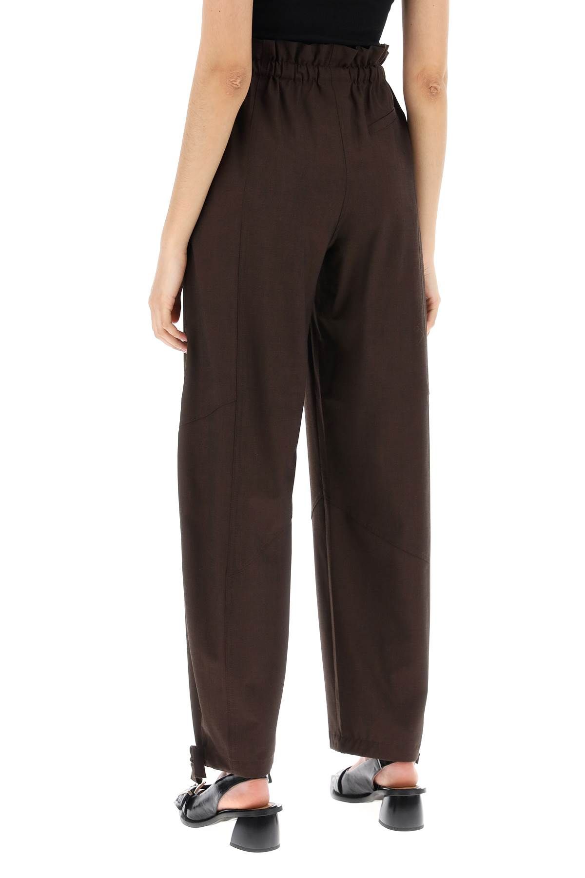 Shop Ganni Drapey Pants In Lenz In Brown