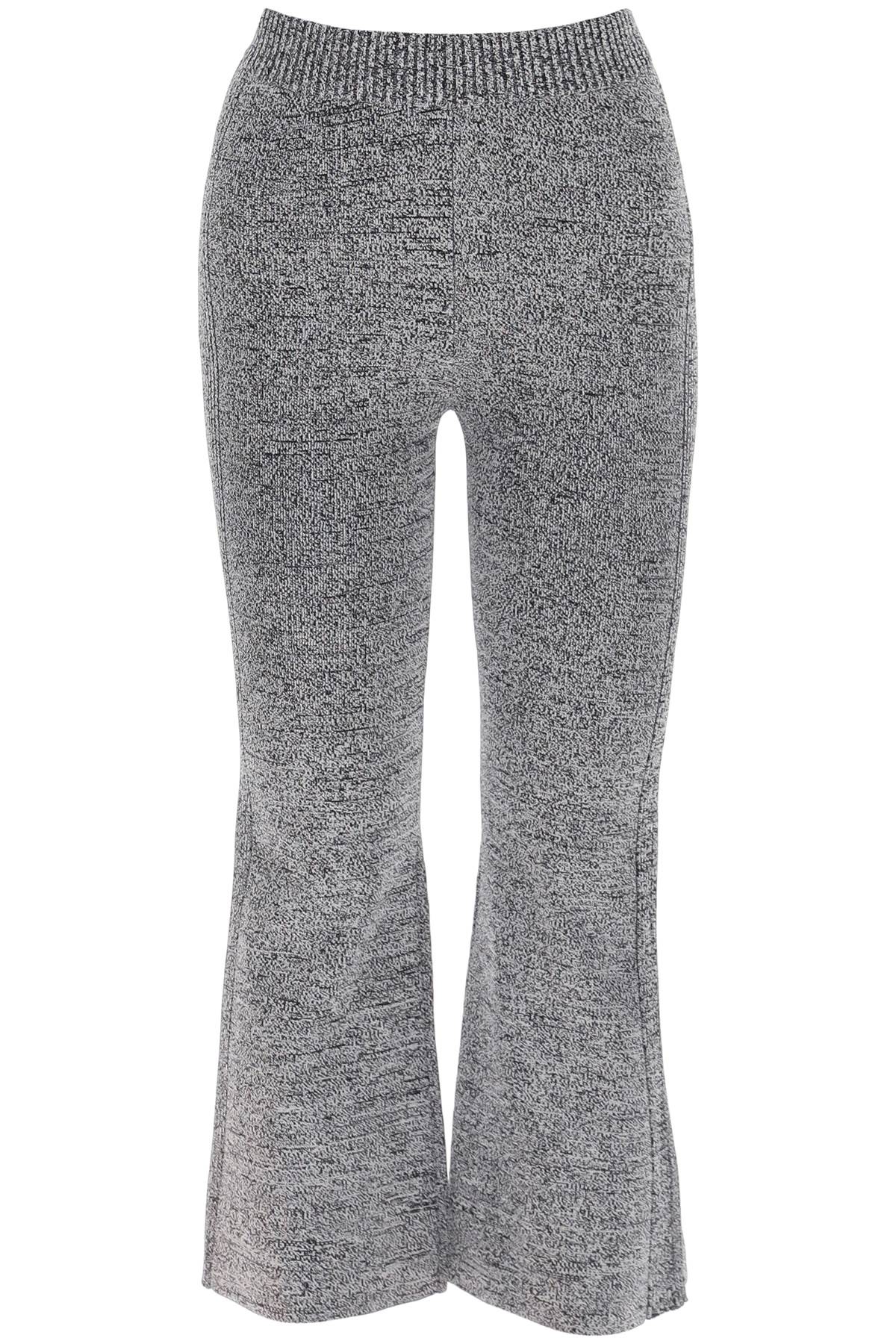 Shop Ganni Stretch Knit Cropped Pants In Grey