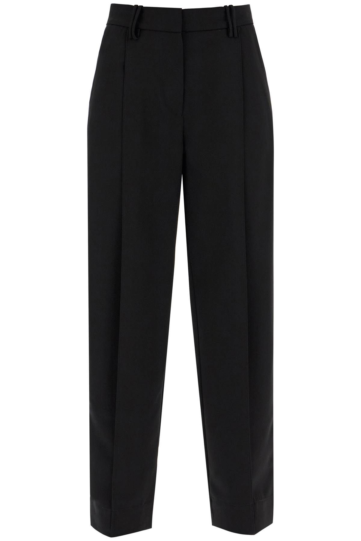 Shop Ganni Lightweight Pants With Pleats In Black