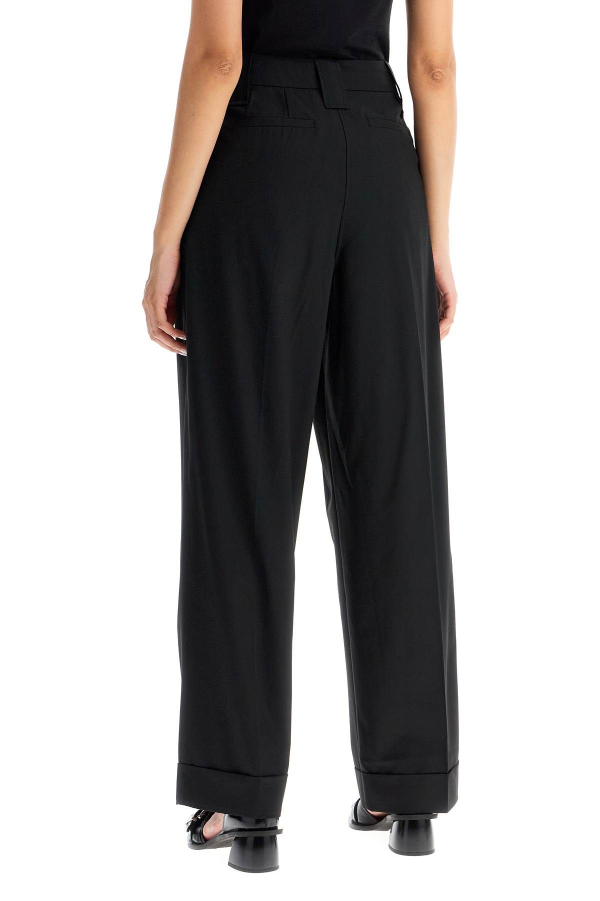 Shop Ganni "flowy Trousers With Two Ple In Black