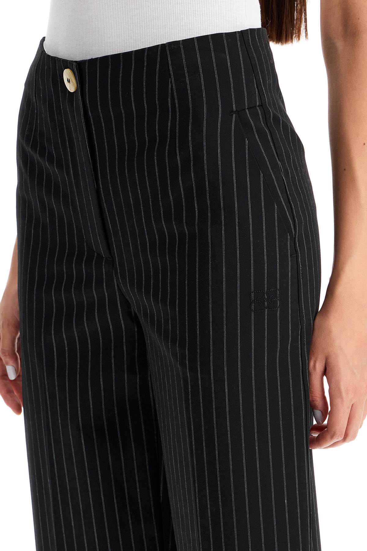 Shop Ganni Striped Tapered Trousers In Black