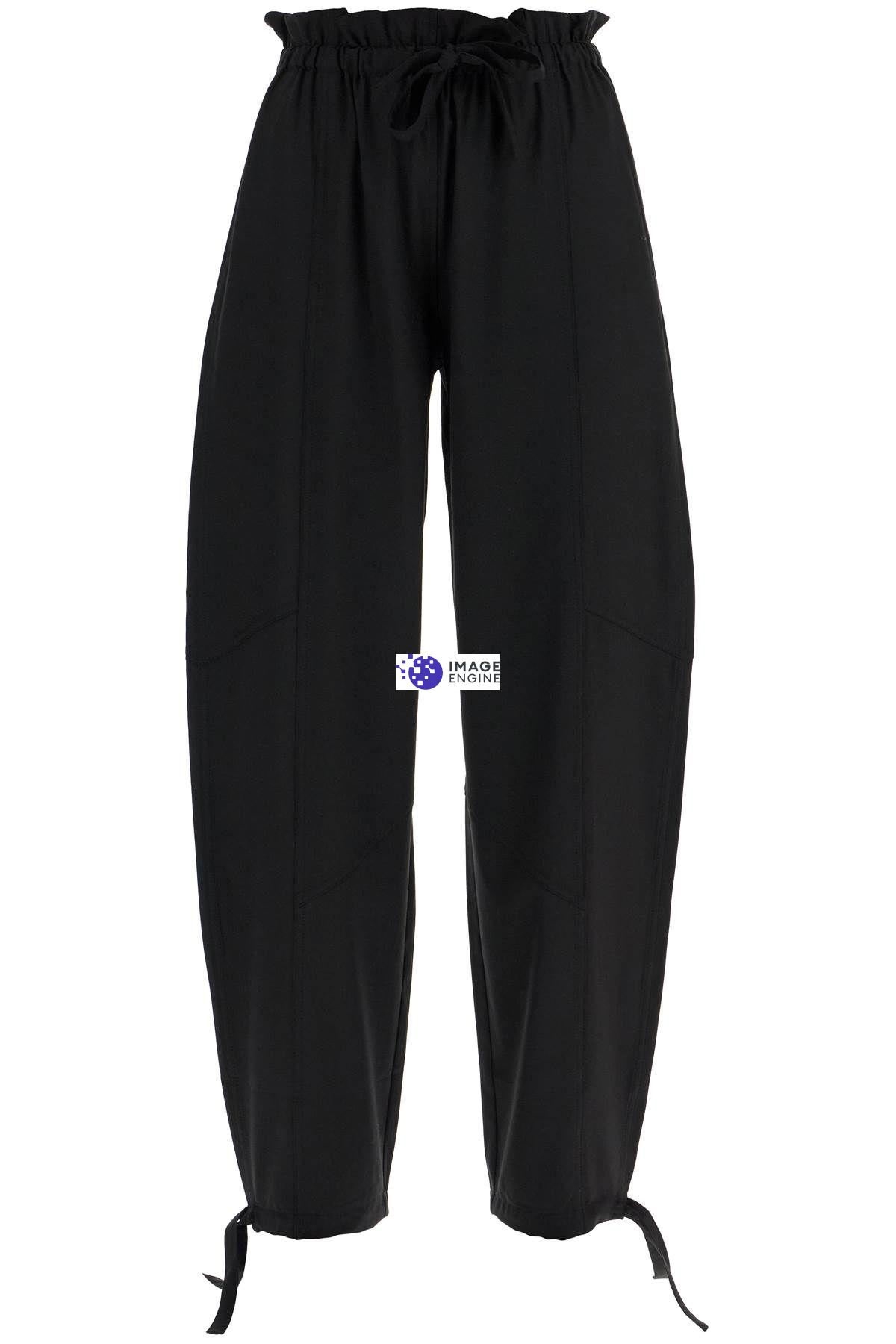 Ganni Viscose Paperbag Pants In Black