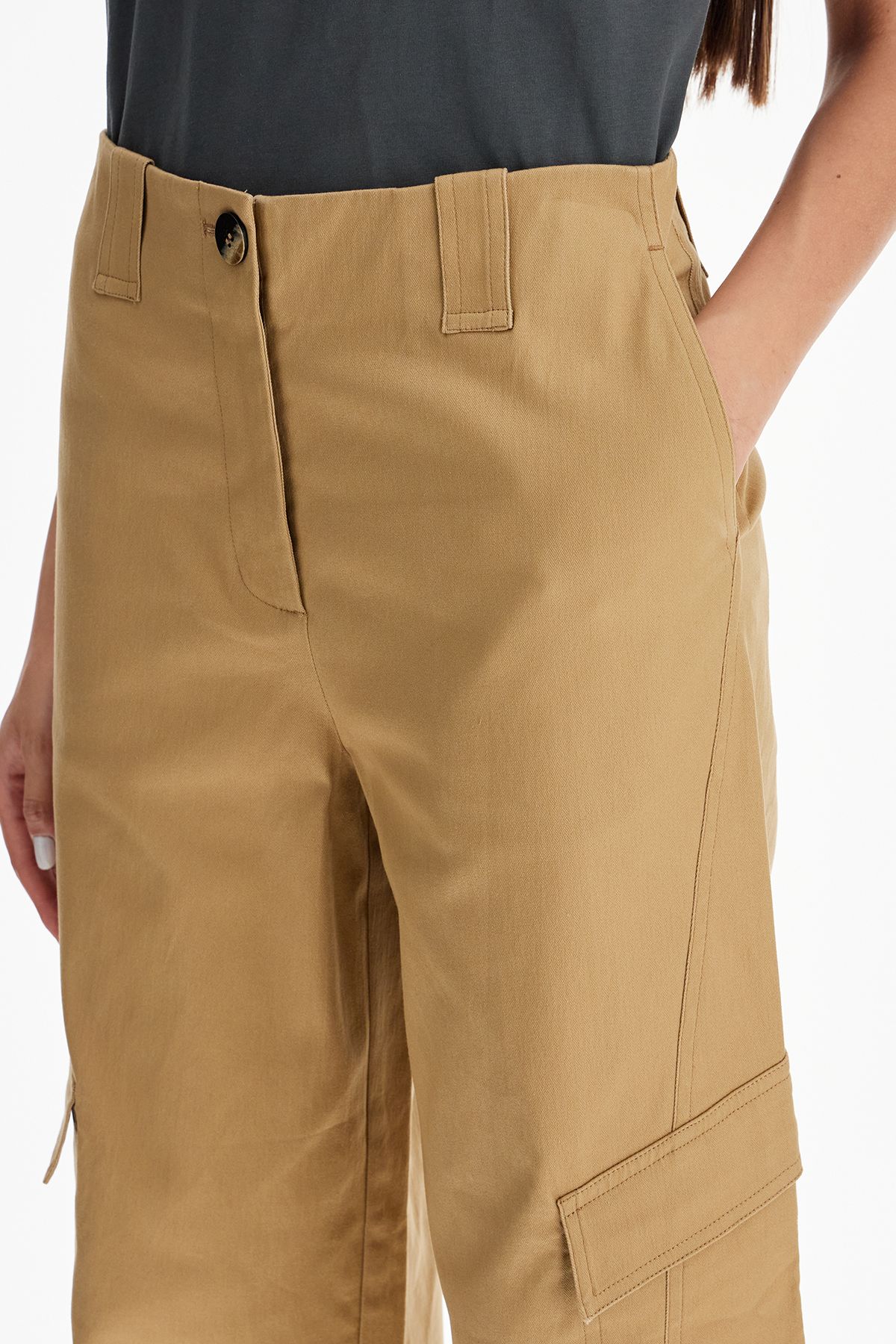 Shop Ganni Checked Canvas Trousers For Men In Beige