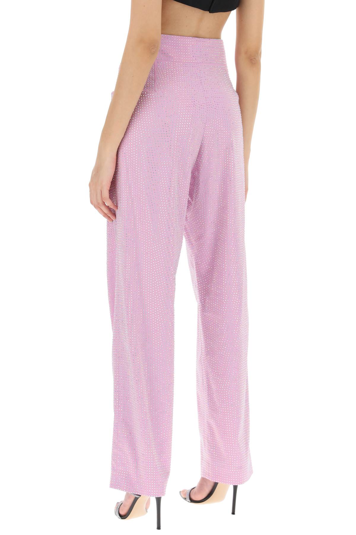 Shop Giuseppe Di Morabito Wide-leg Pants With Crystals In Pink