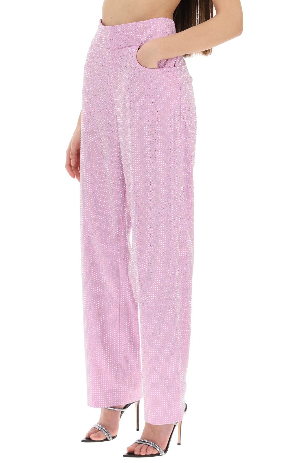 Shop Giuseppe Di Morabito Wide-leg Pants With Crystals In Pink