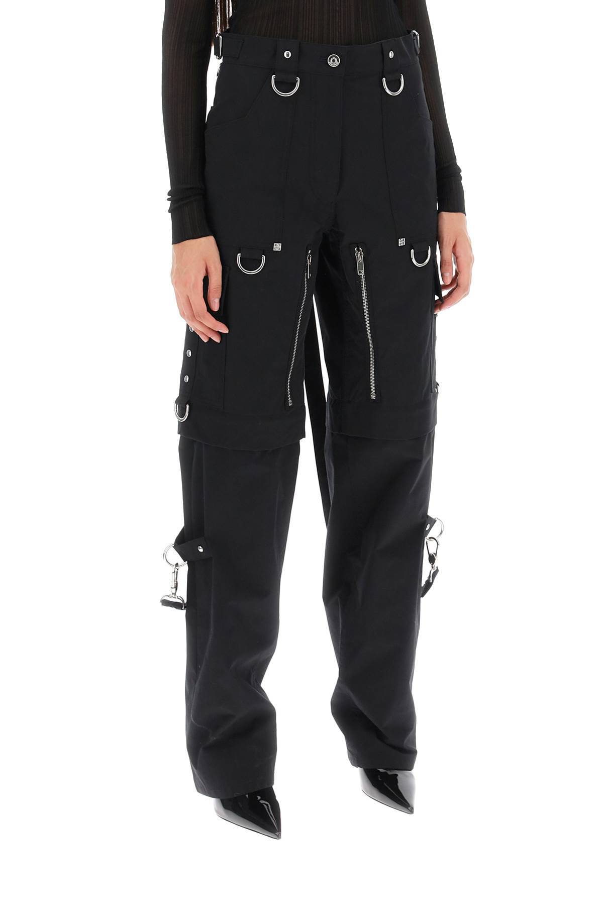 Shop Givenchy Convertible Cargo Pants With Suspenders In Black