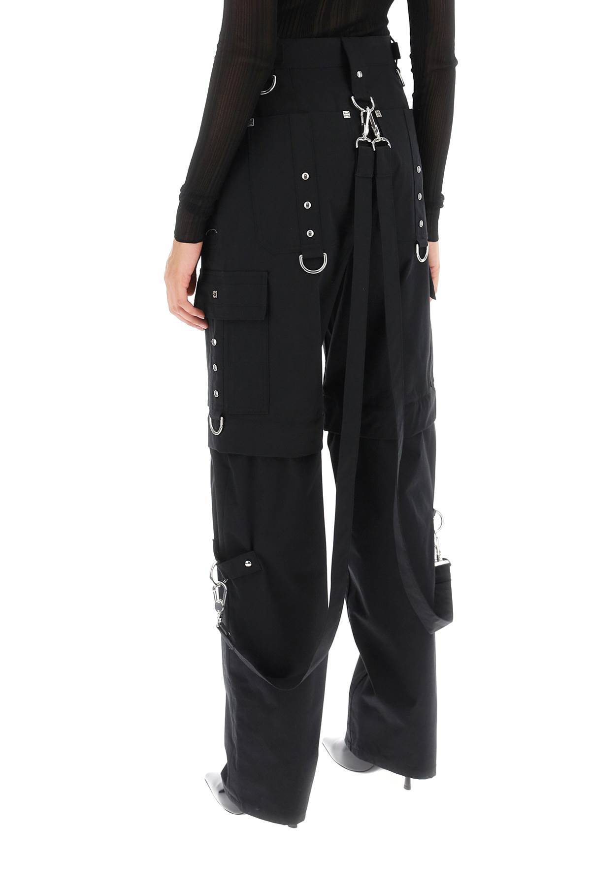 Shop Givenchy Convertible Cargo Pants With Suspenders In Black