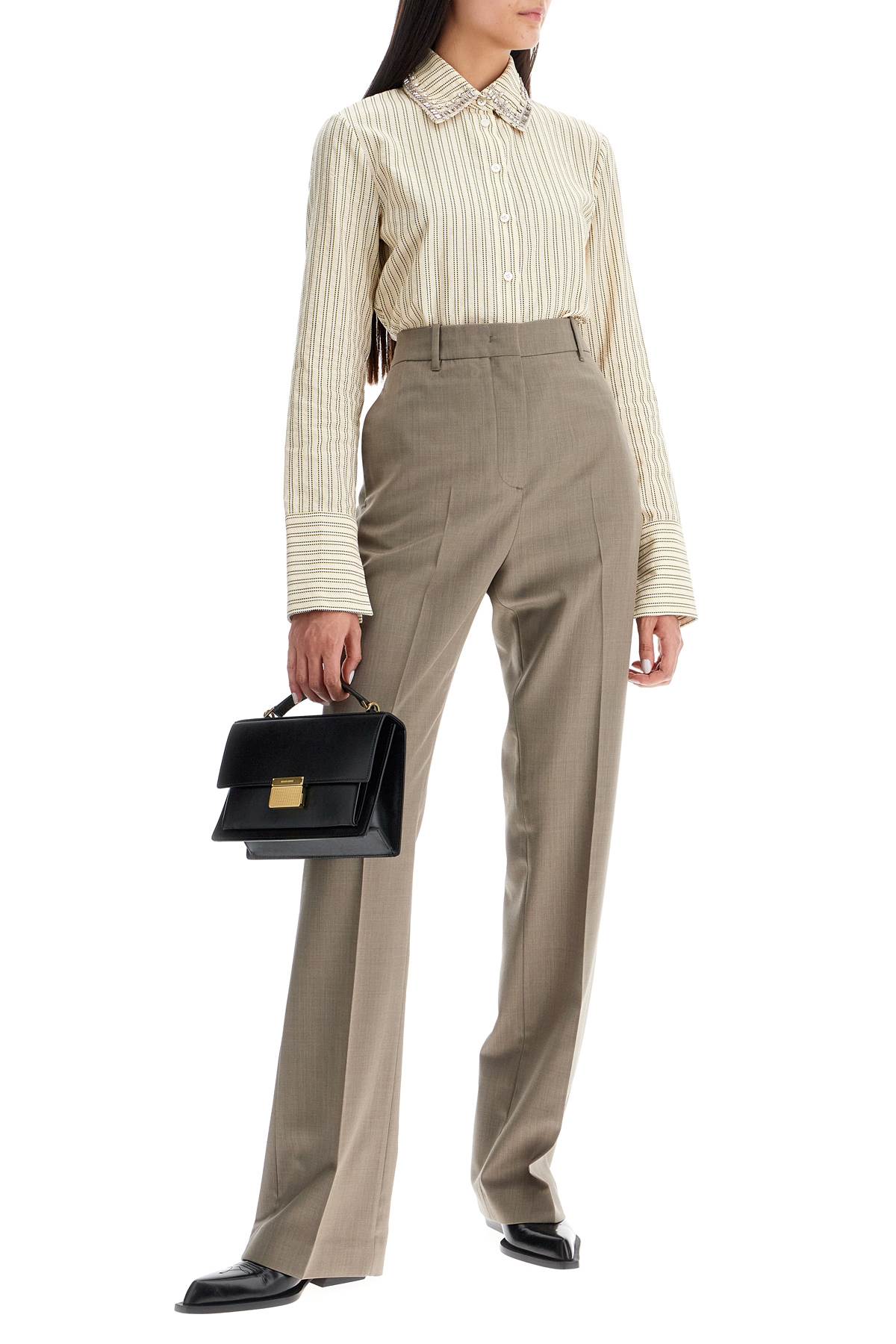 Shop Golden Goose Lightweight Tailored Wool Trousers In Neutro