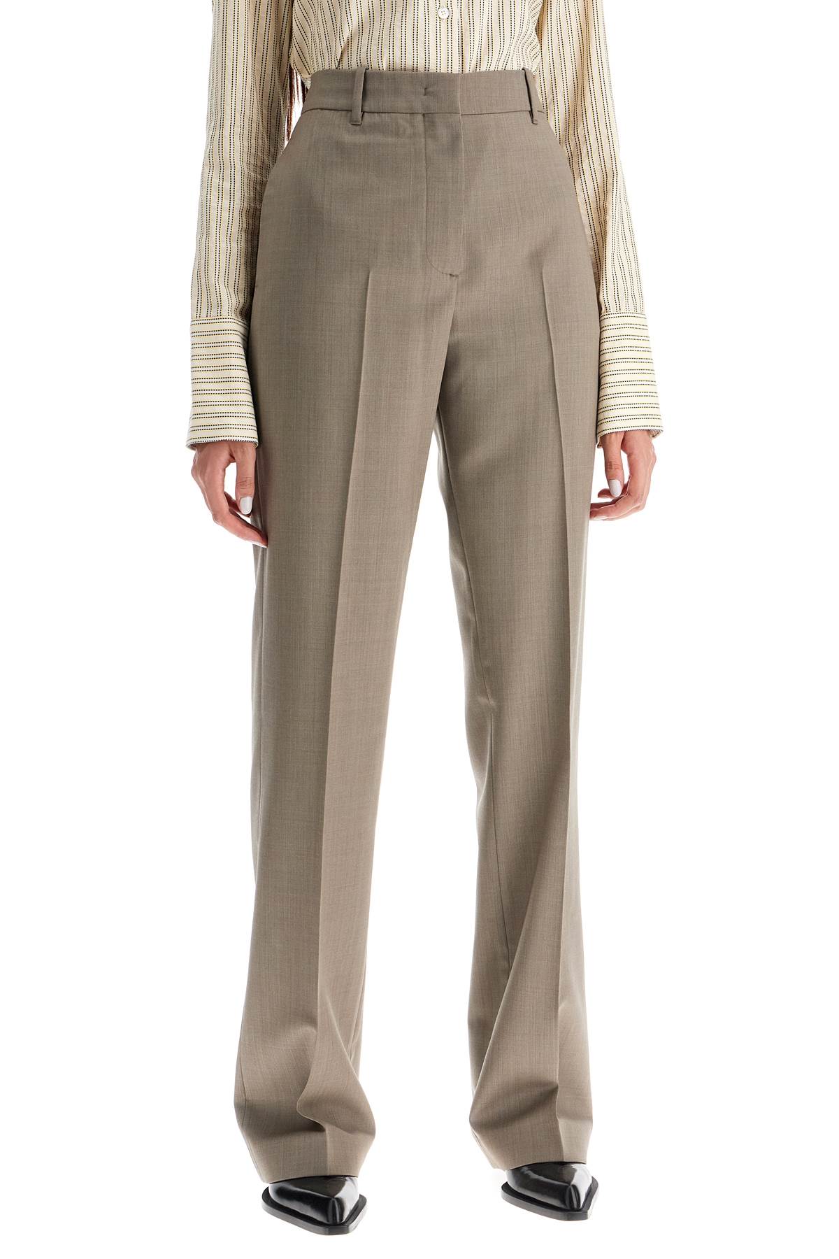 Shop Golden Goose Lightweight Tailored Wool Trousers In Neutro