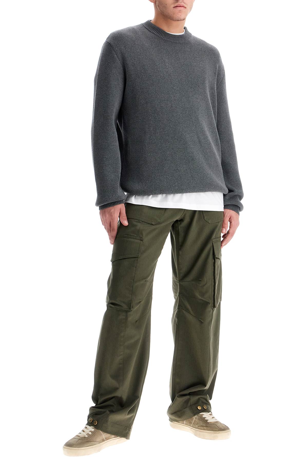 Shop Golden Goose Twill Cargo Pants In Italian In Green