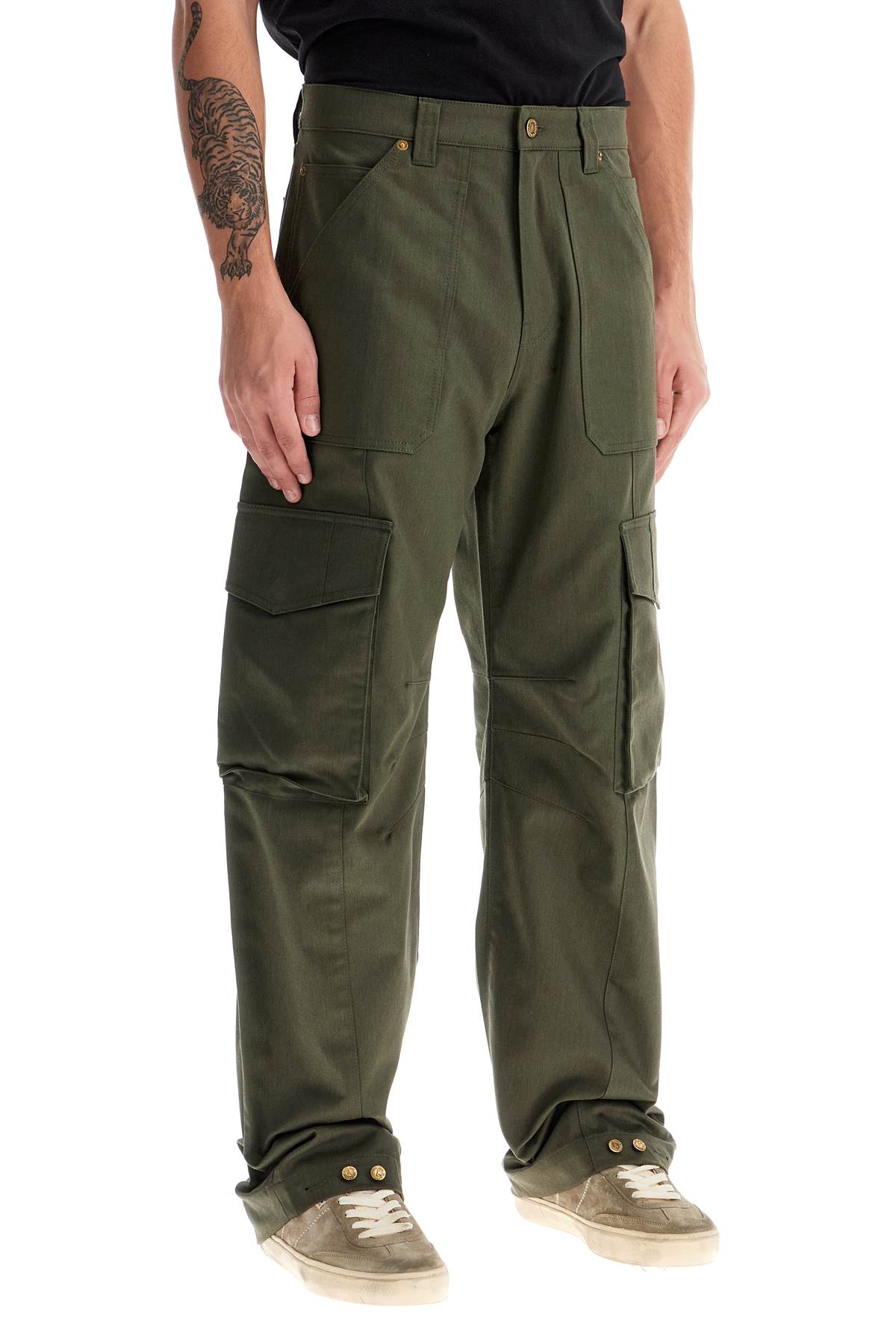 Shop Golden Goose Twill Cargo Pants In Italian In Green