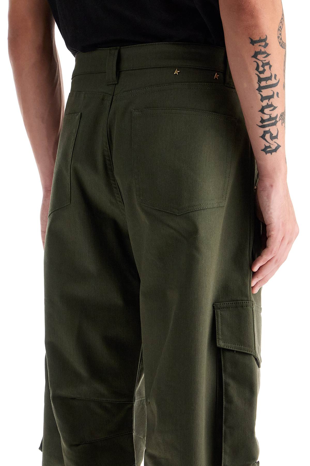 Shop Golden Goose Twill Cargo Pants In Italian In Green