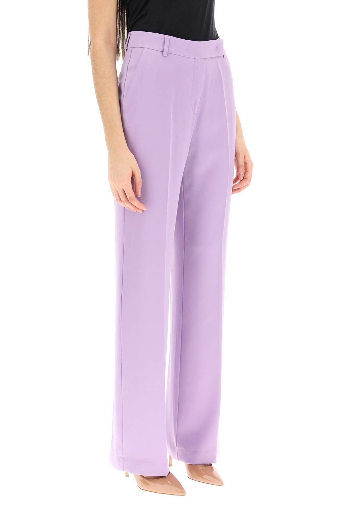Shop Hebe Studio 'lover' Satin Trousers In Purple