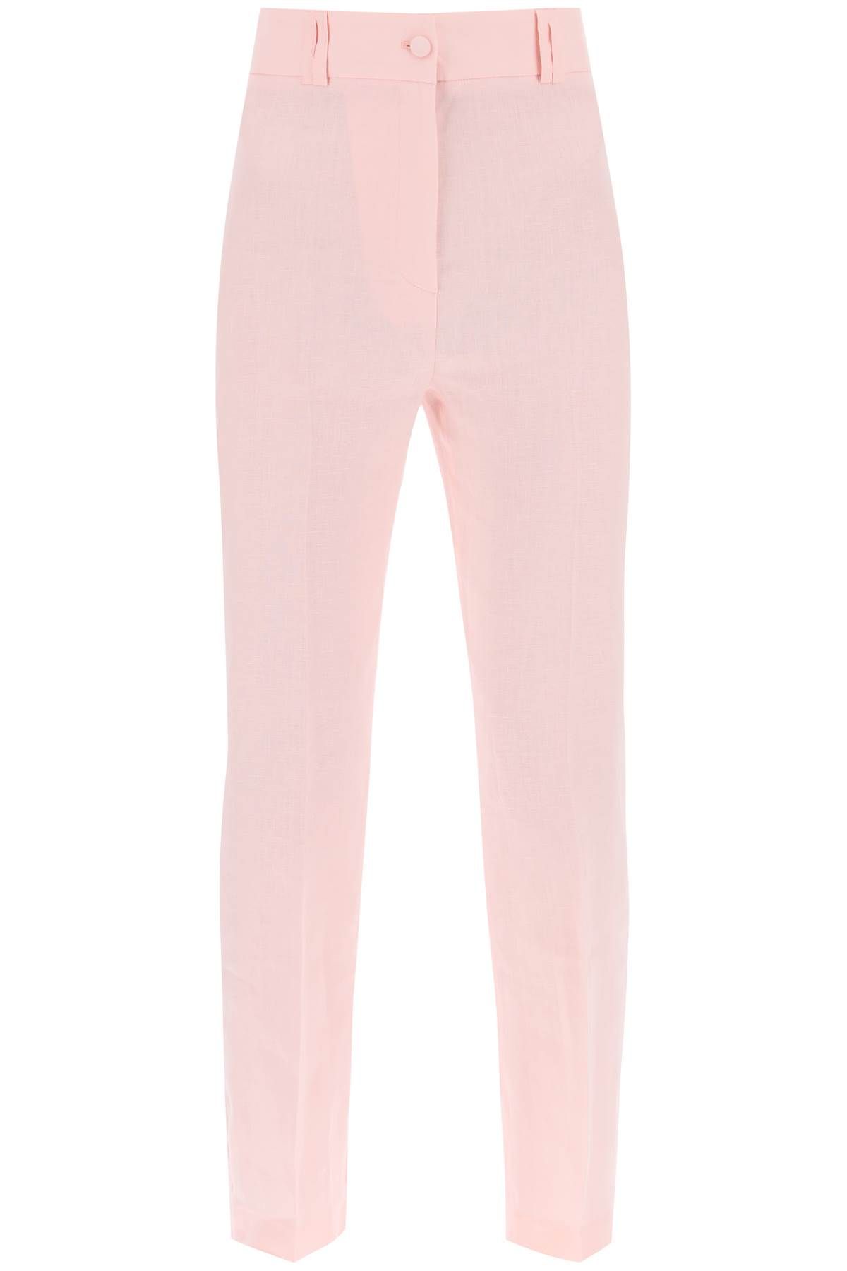 Shop Hebe Studio 'loulou' Linen Trousers In Pink