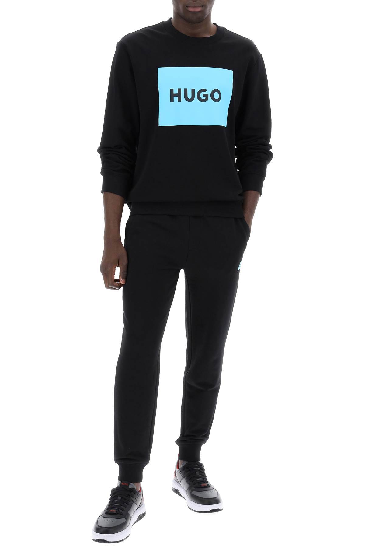 Shop Hugo Cotton Doak Jogger Pants In Black