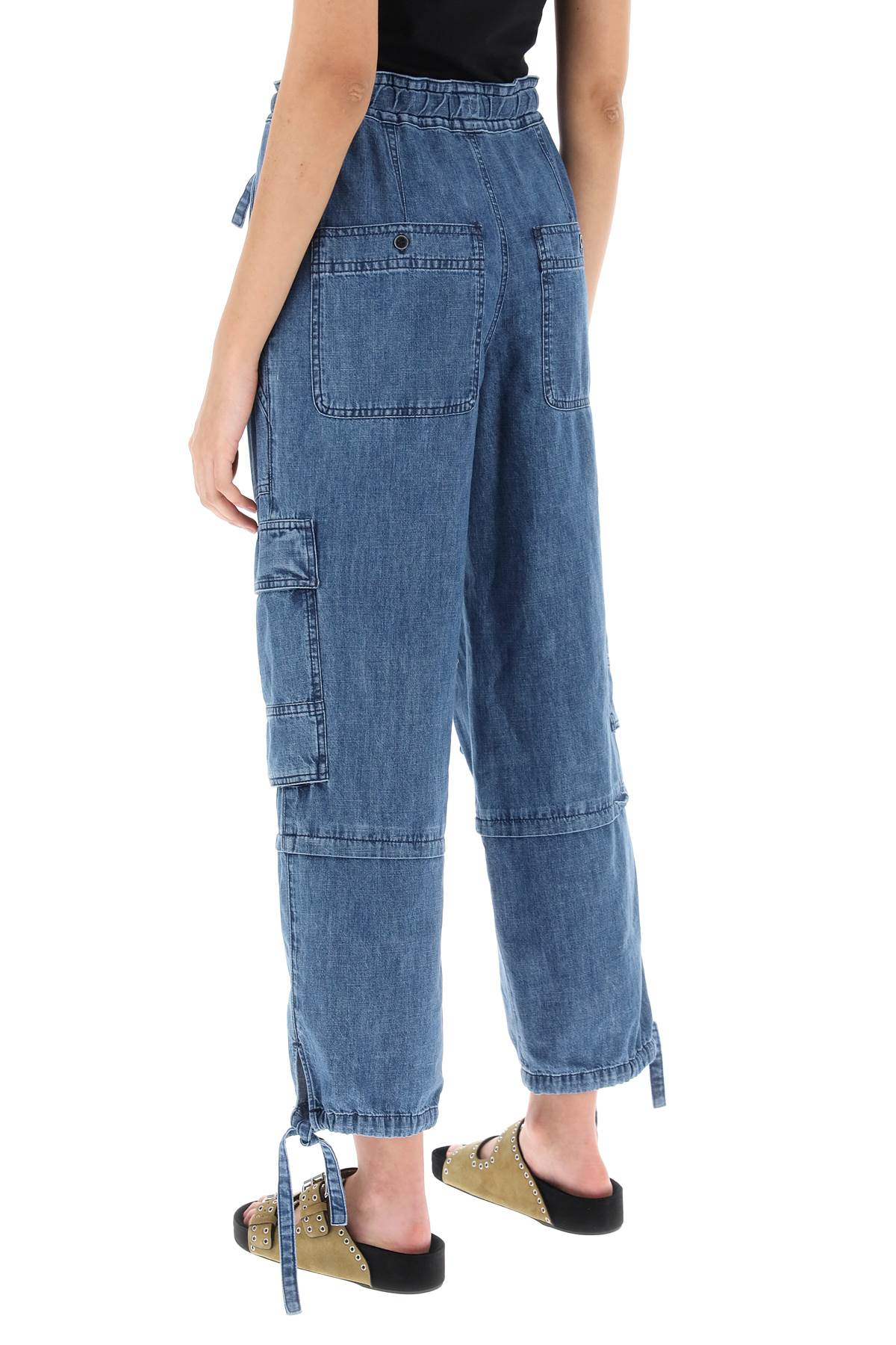 Shop Marant Etoile Ivy Cargo Pants In Washed Effect Canvas Fabric In Blue