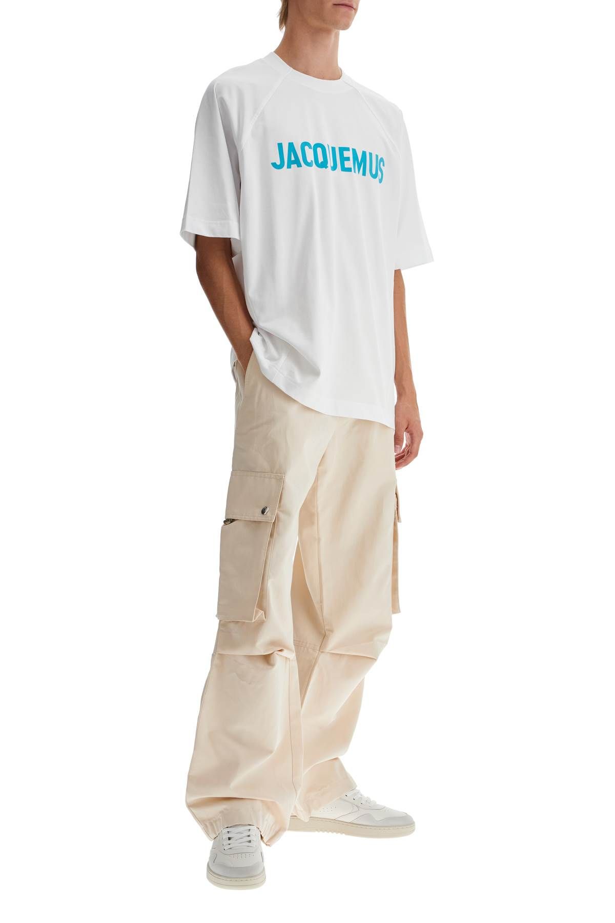 Shop Jacquemus Cargo Gabardine Trousers In Eight In Neutro