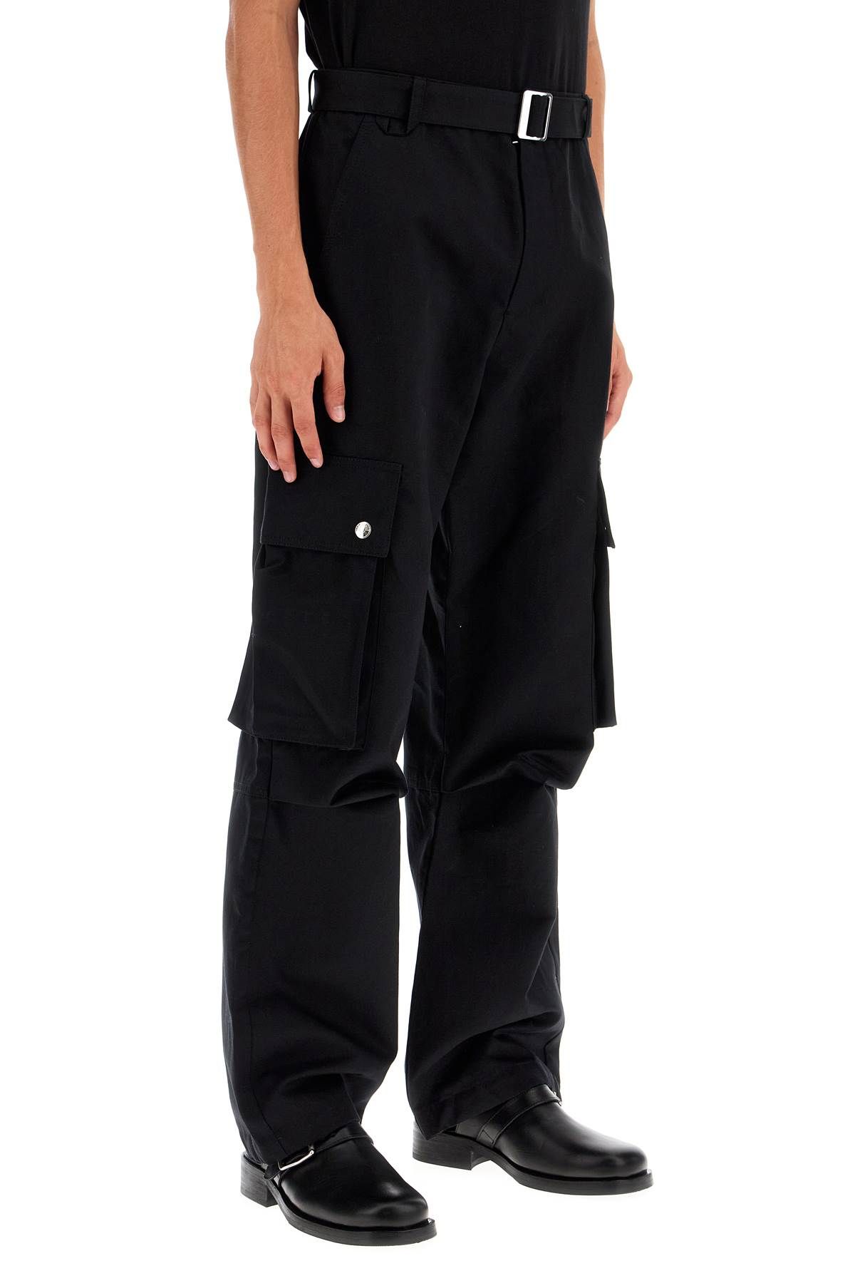 Shop Jacquemus Cargo Gabardine Trousers In Eight In Black