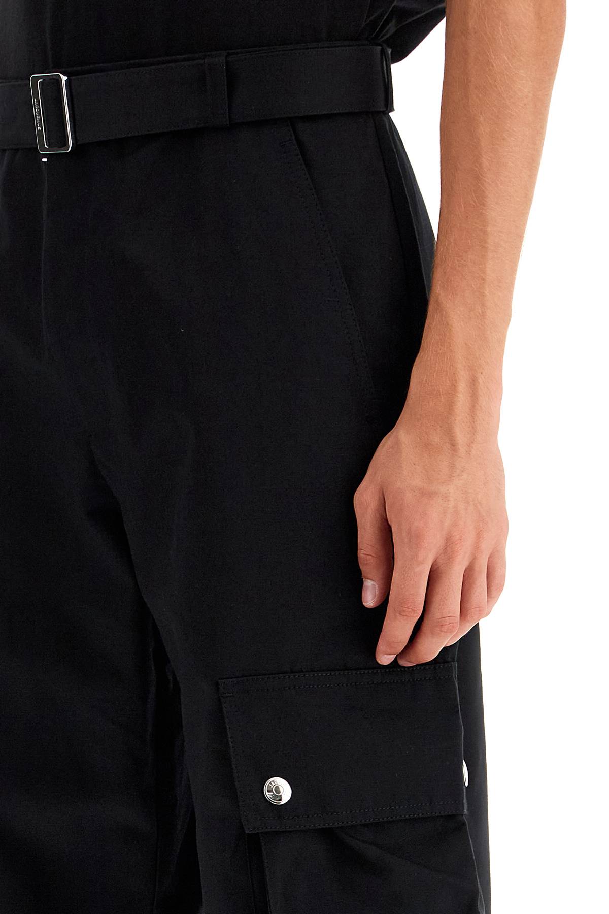 Shop Jacquemus Cargo Gabardine Trousers In Eight In Black