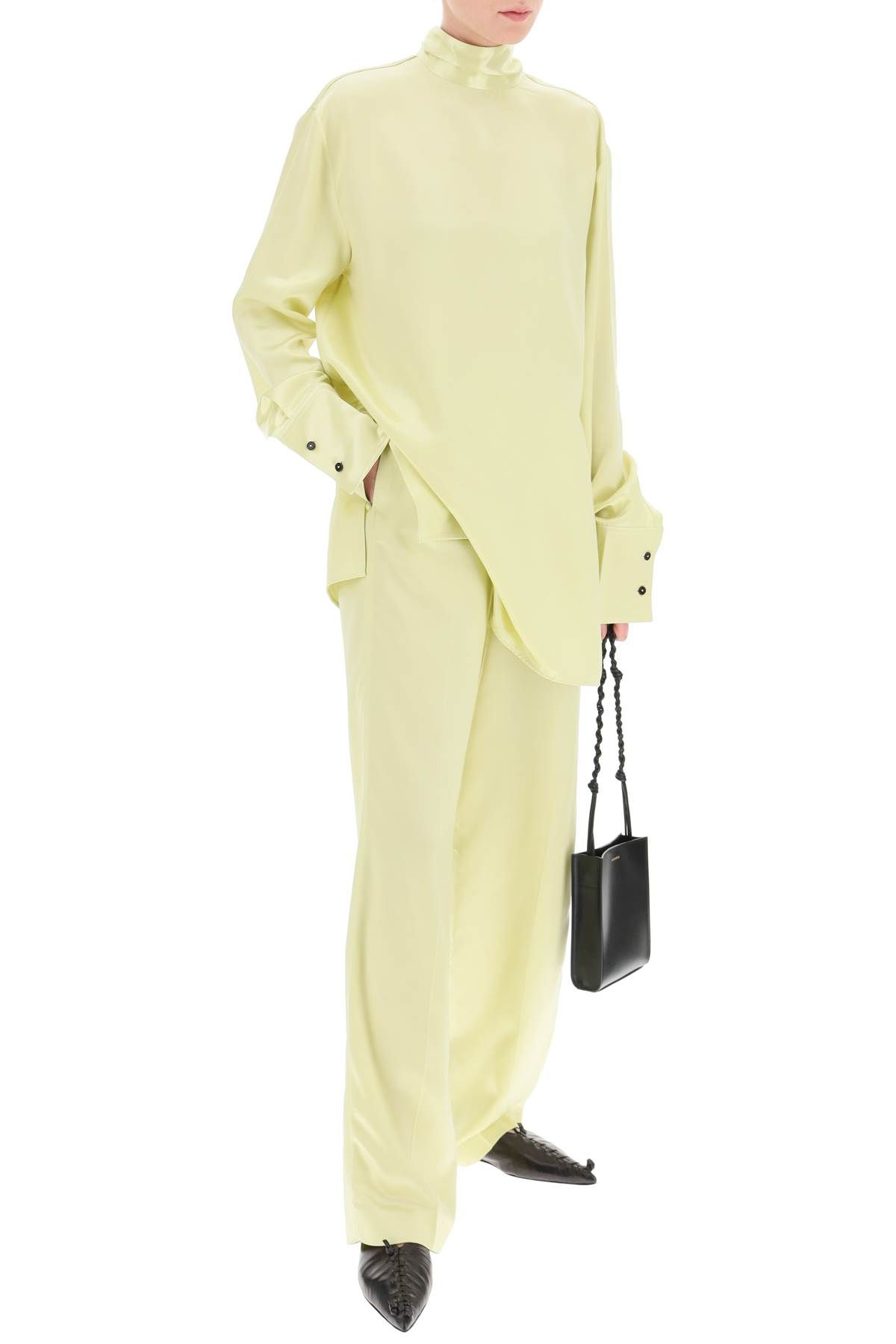 Shop Jil Sander Satin Wide Leg Pants In Yellow