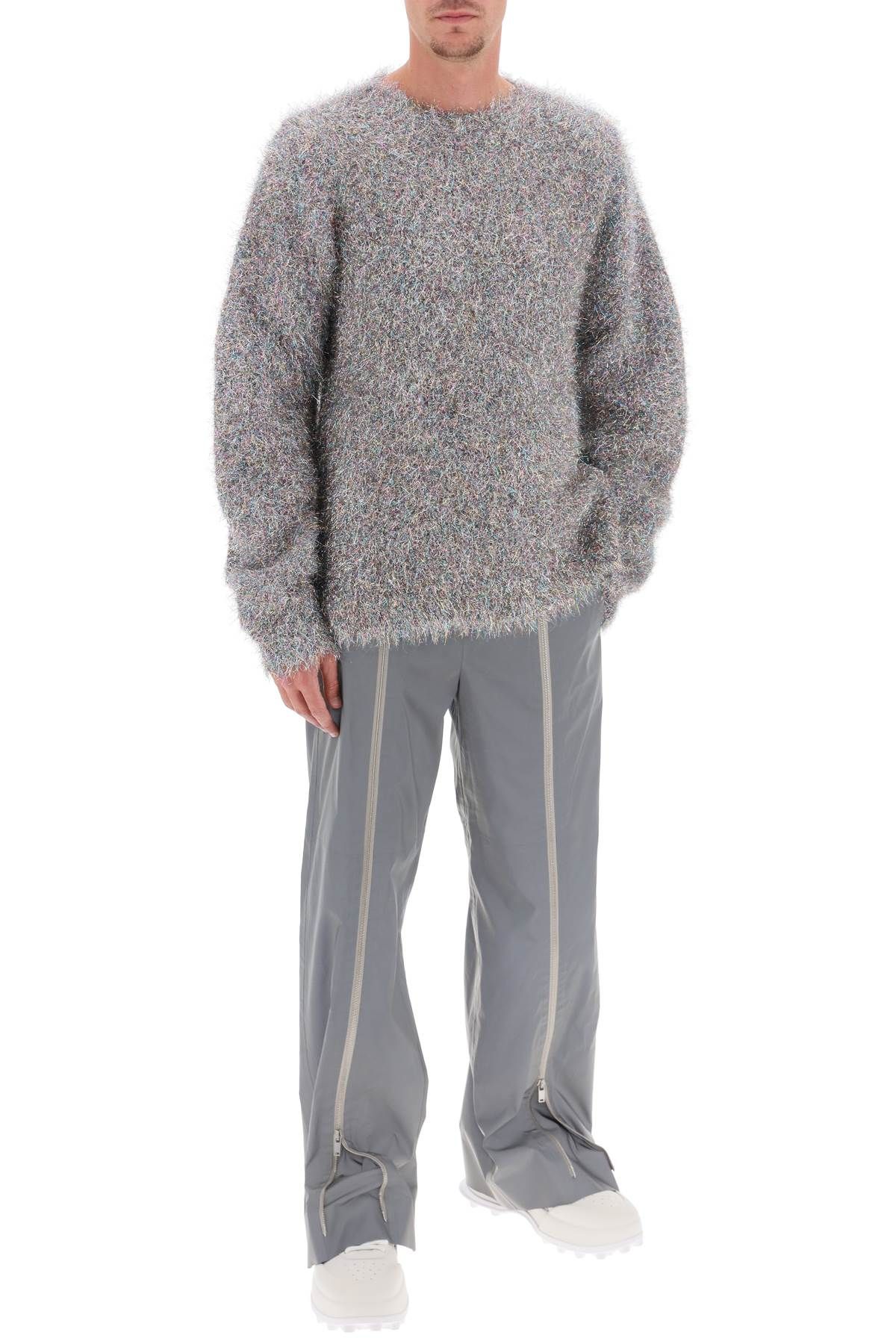 Shop Jil Sander Pants In Reflective Fabric In Grey