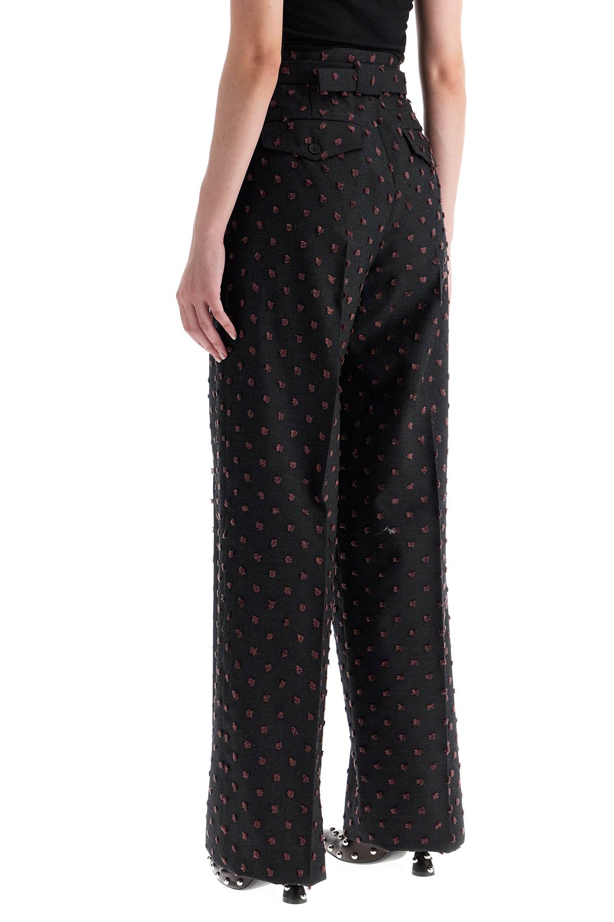 Shop Lanvin Wide Plumetis Trousers In Grey