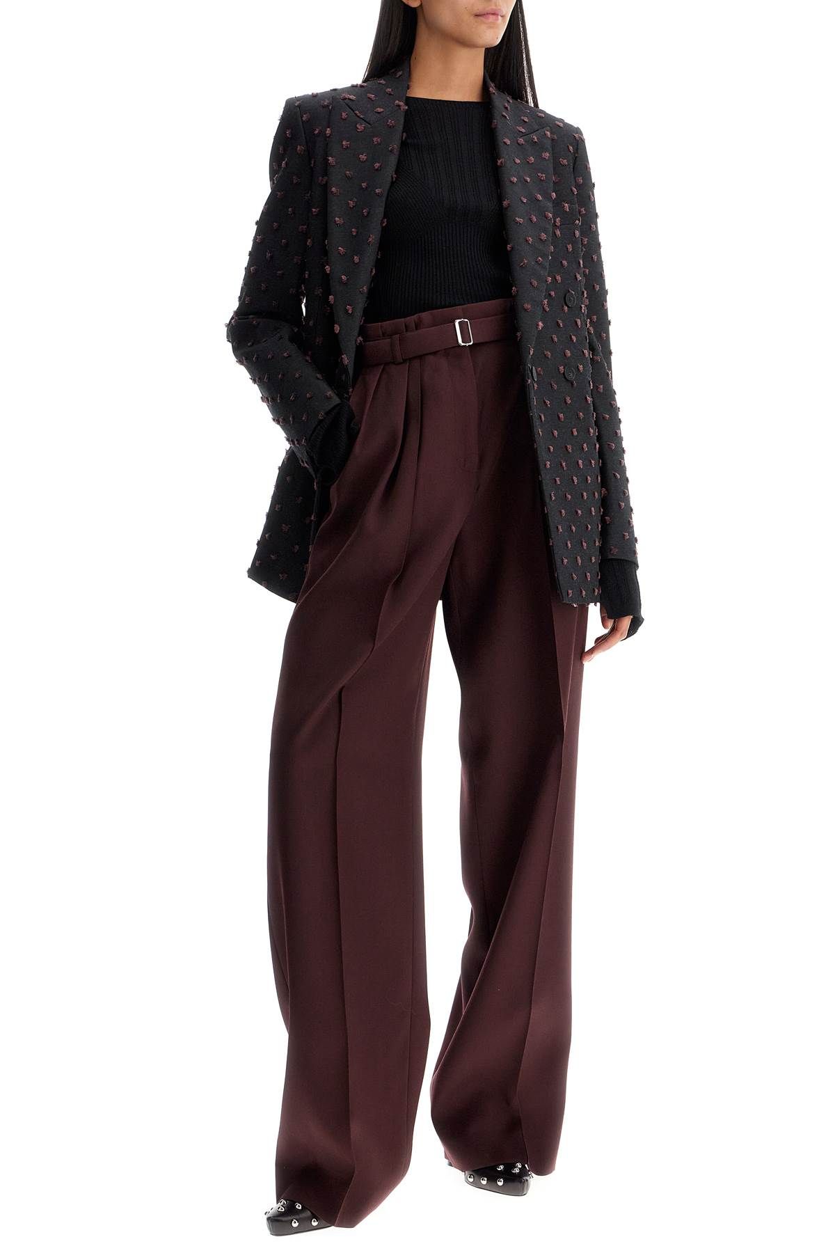 Shop Lanvin Wide-leg Pants With Belt In Red