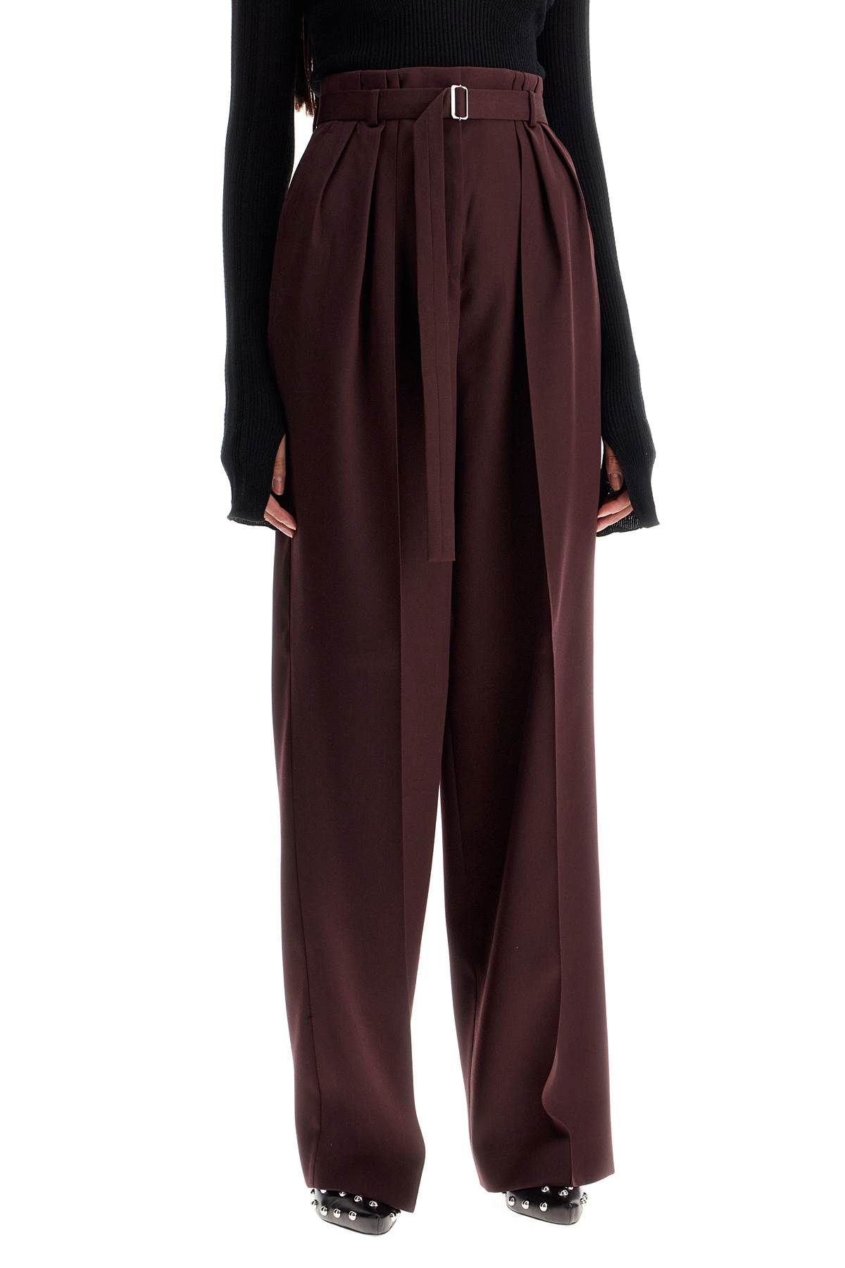 Shop Lanvin Wide-leg Pants With Belt In Red