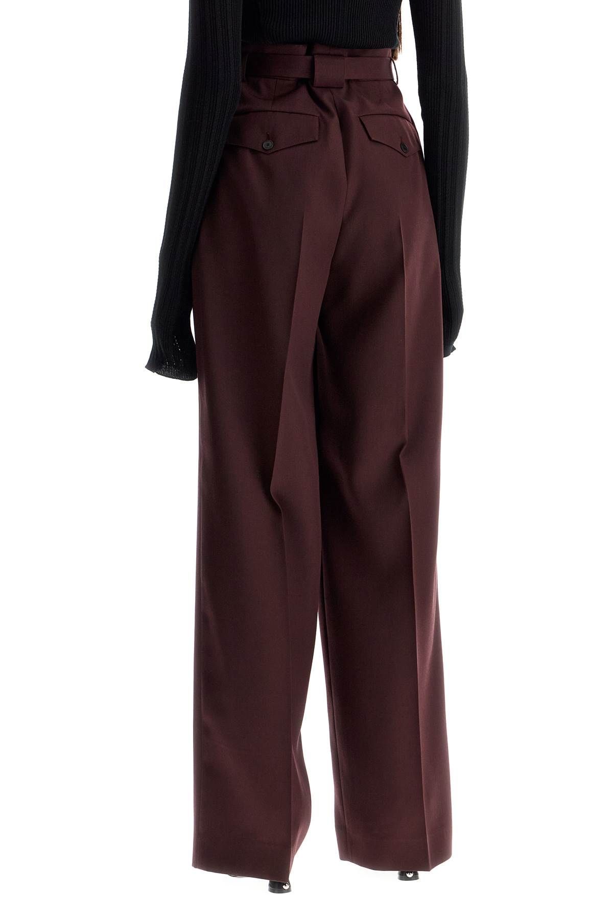 Shop Lanvin Wide-leg Pants With Belt In Red