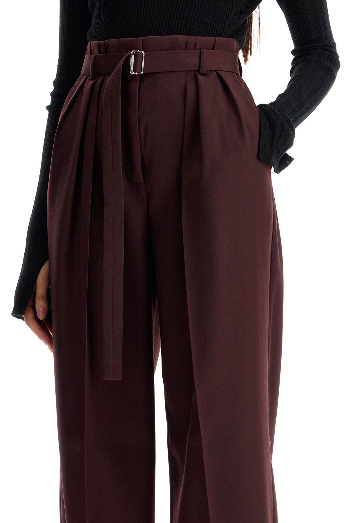 Shop Lanvin Wide-leg Pants With Belt In Red