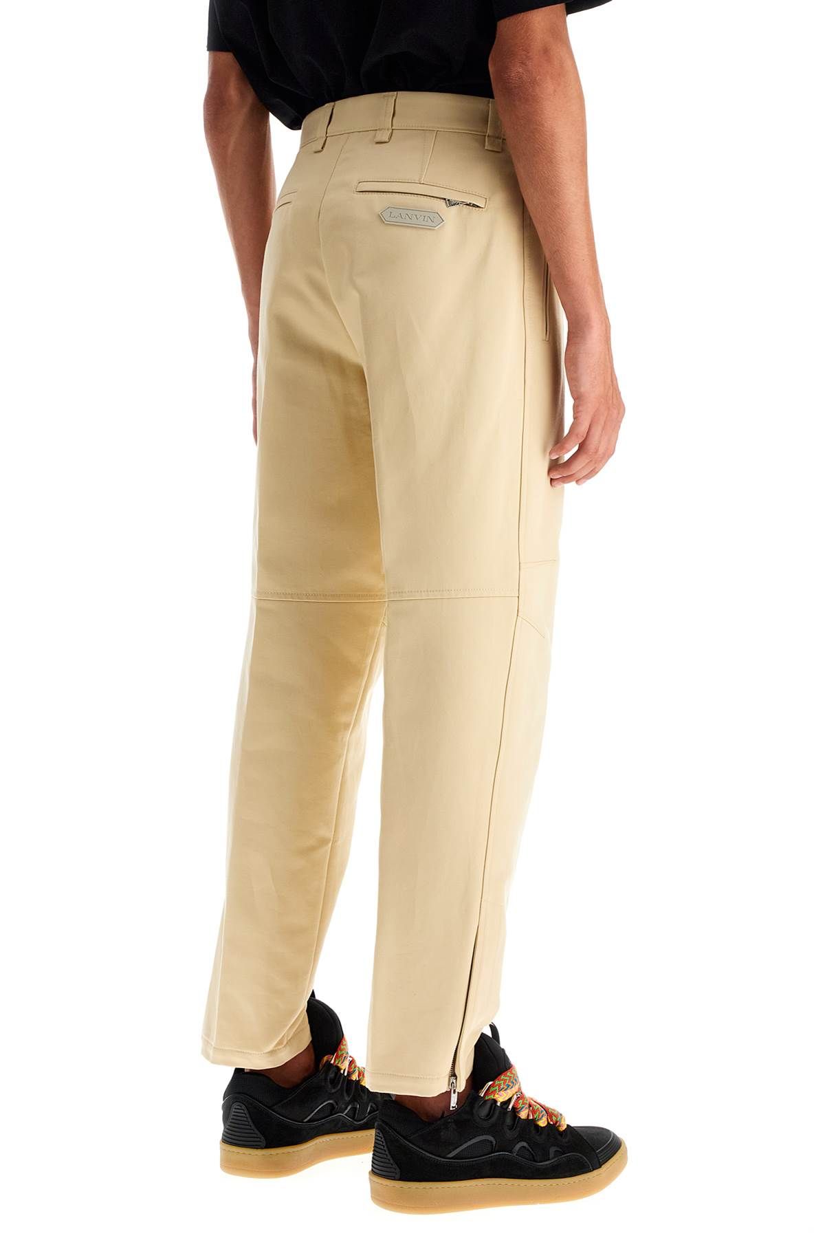 Shop Lanvin Biker Gabardine Trousers In Beige