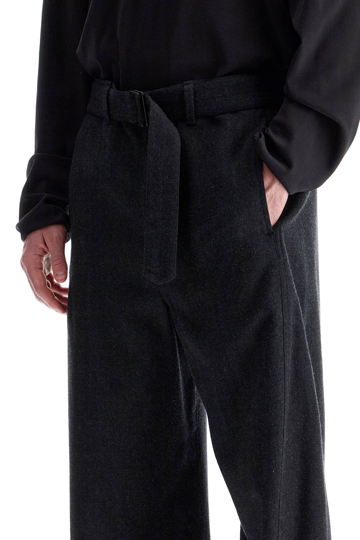 Shop Lemaire Twisted Pants With Belt. In Grey