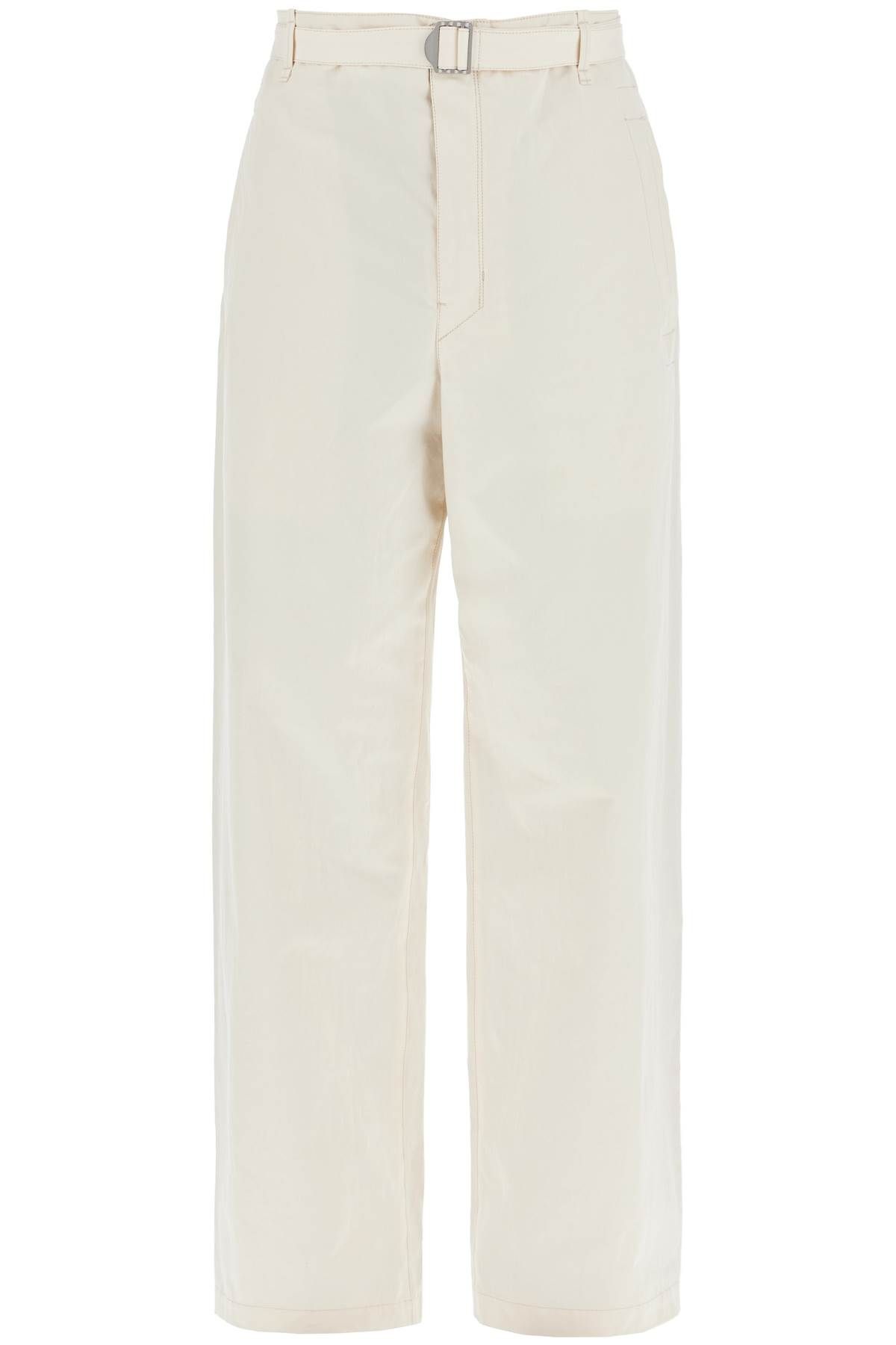 Shop Lemaire Straight-cut Pants With Belt In White