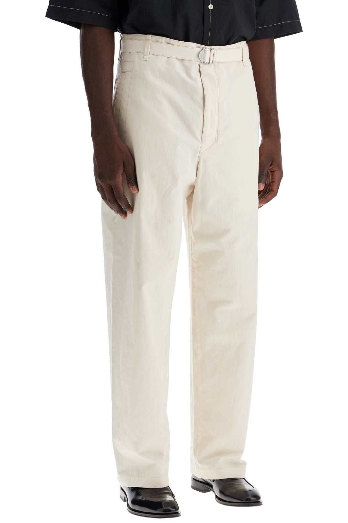 Shop Lemaire Straight-cut Pants With Belt In White