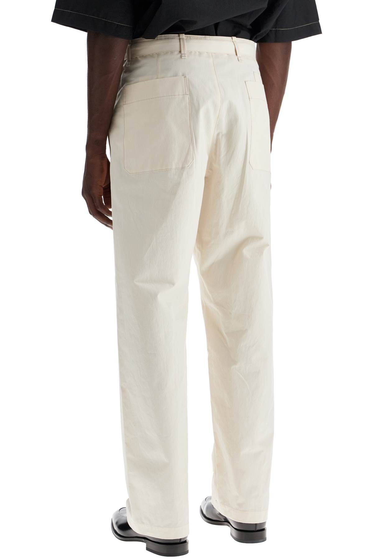 Shop Lemaire Straight-cut Pants With Belt In White