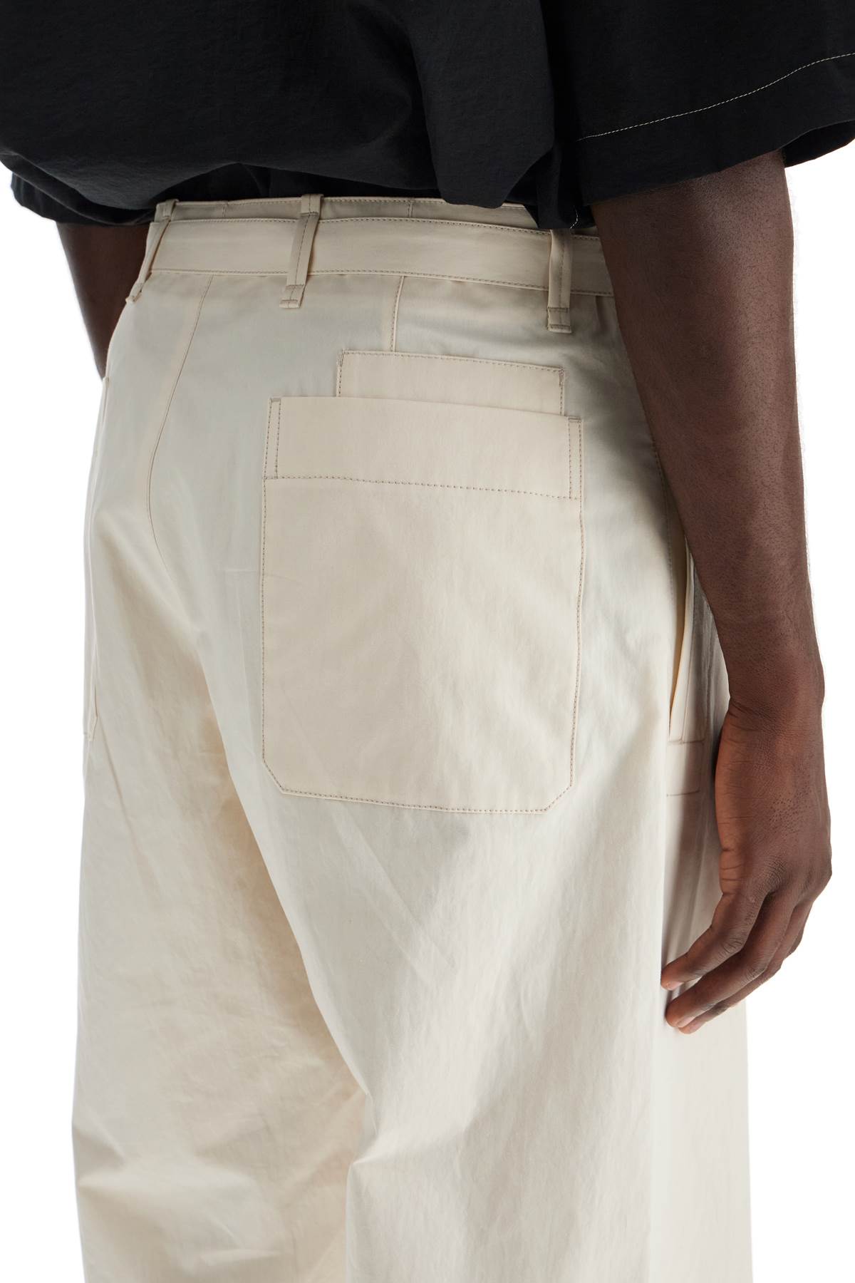 Shop Lemaire Straight-cut Pants With Belt In White