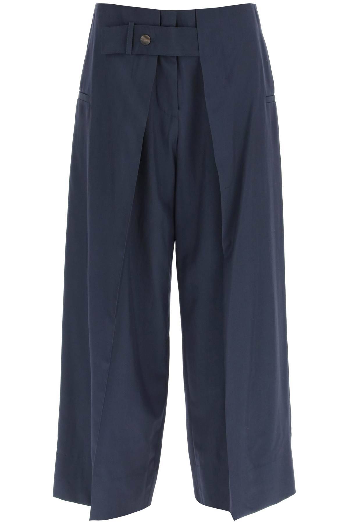 Shop Loewe Pleated Cropped  Pants In Blue