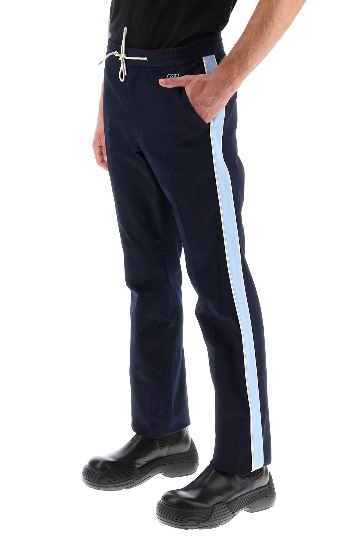 Shop Loewe Track Pants With Side Bands In Blue