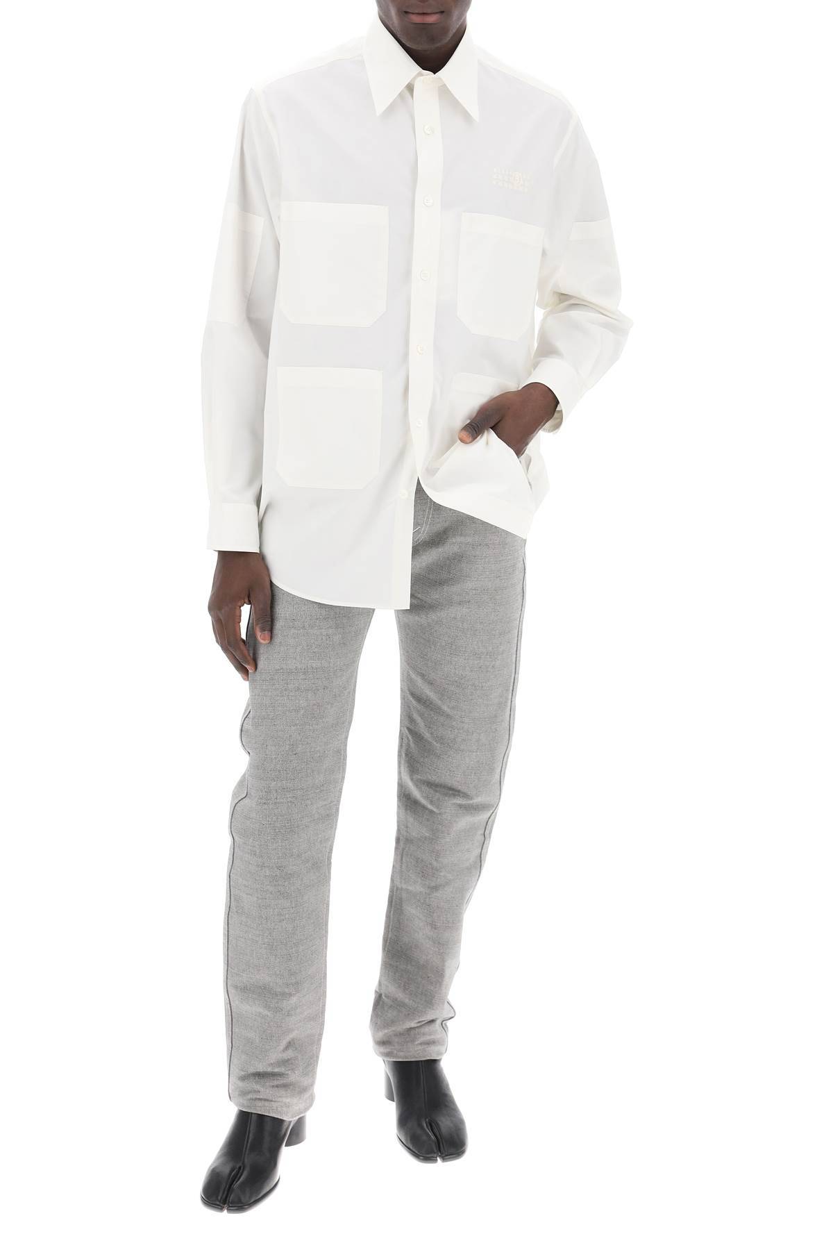Shop Maison Margiela Five-pocket Trousers In Mélange Effect Canvas In Grey