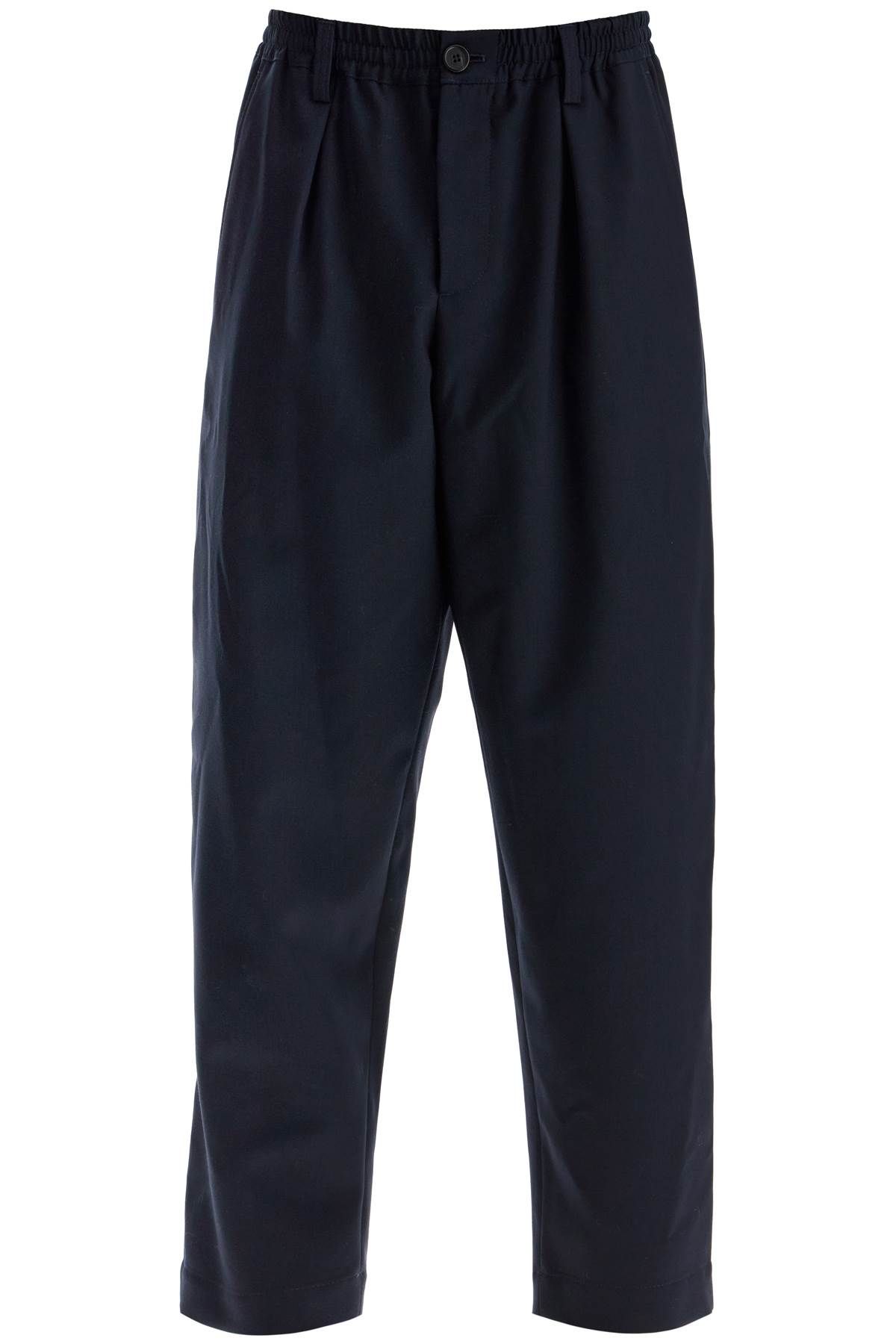 Shop Marni Tropical Wool Cropped Pants In In Blue