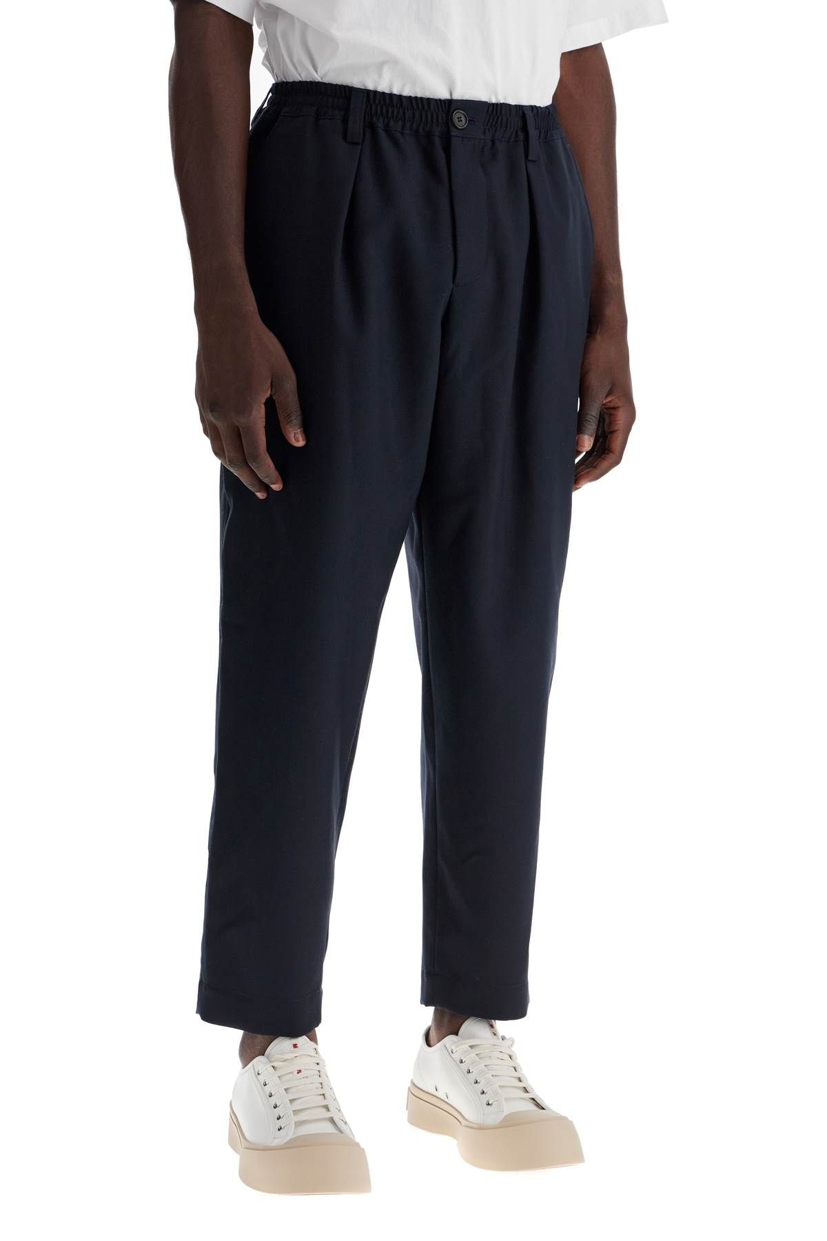 Shop Marni Tropical Wool Cropped Pants In In Blue