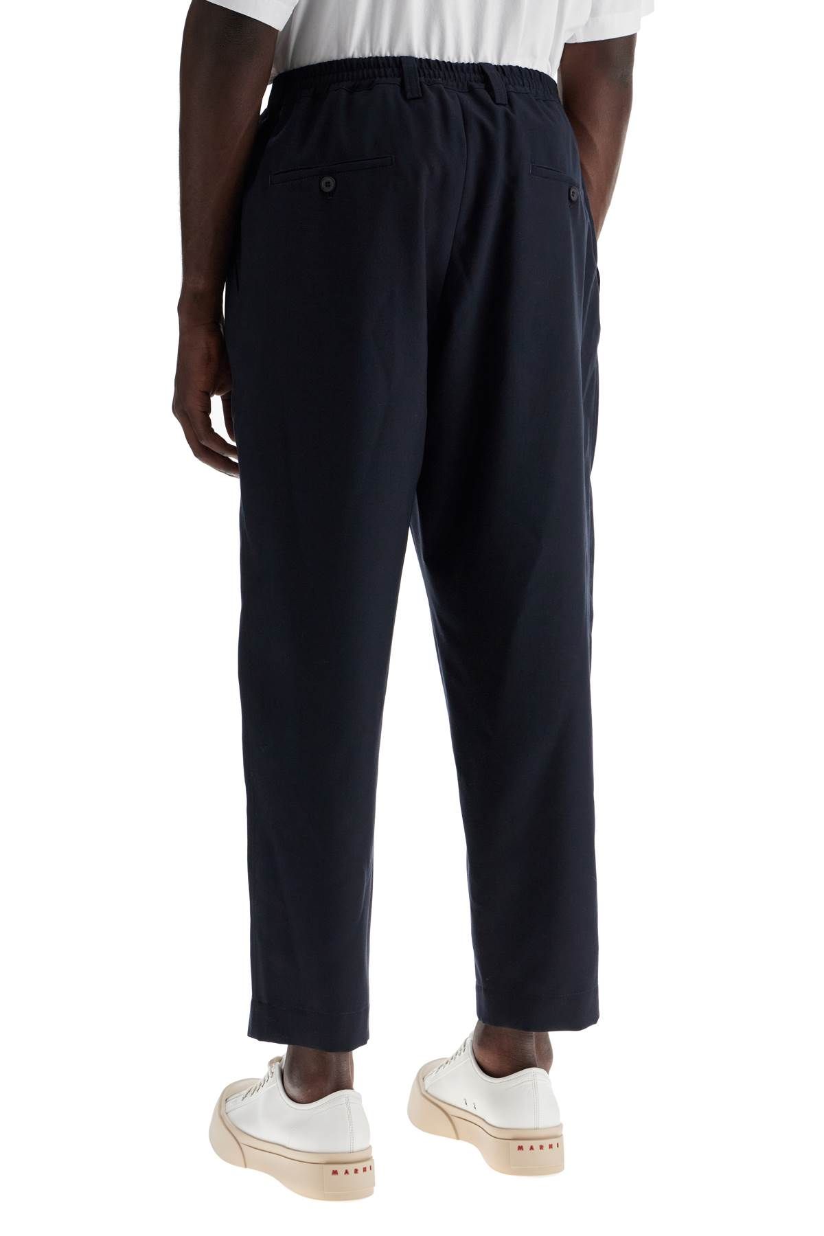 Shop Marni Tropical Wool Cropped Pants In In Blue