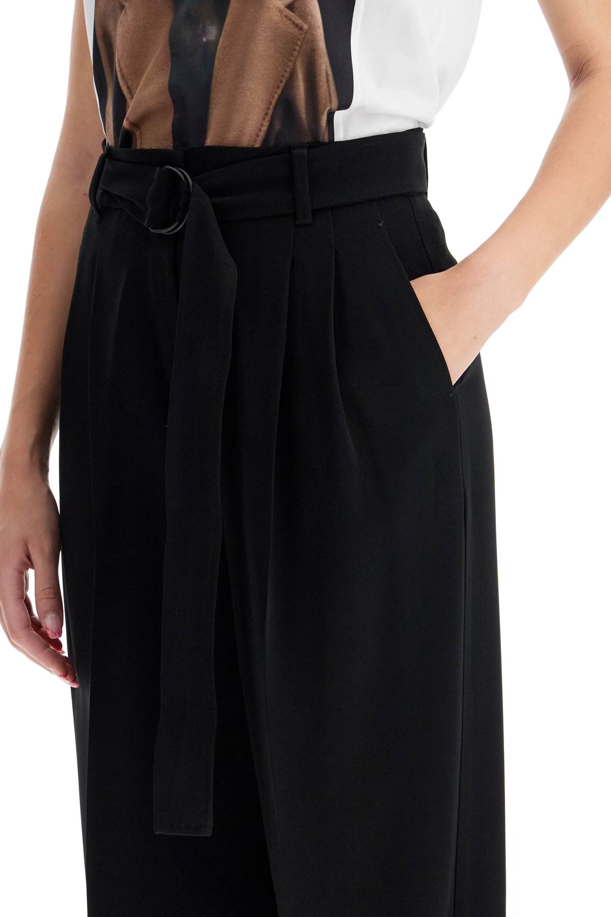 Shop Max Mara 'latina' Tapered Wide Leg Pants In Black